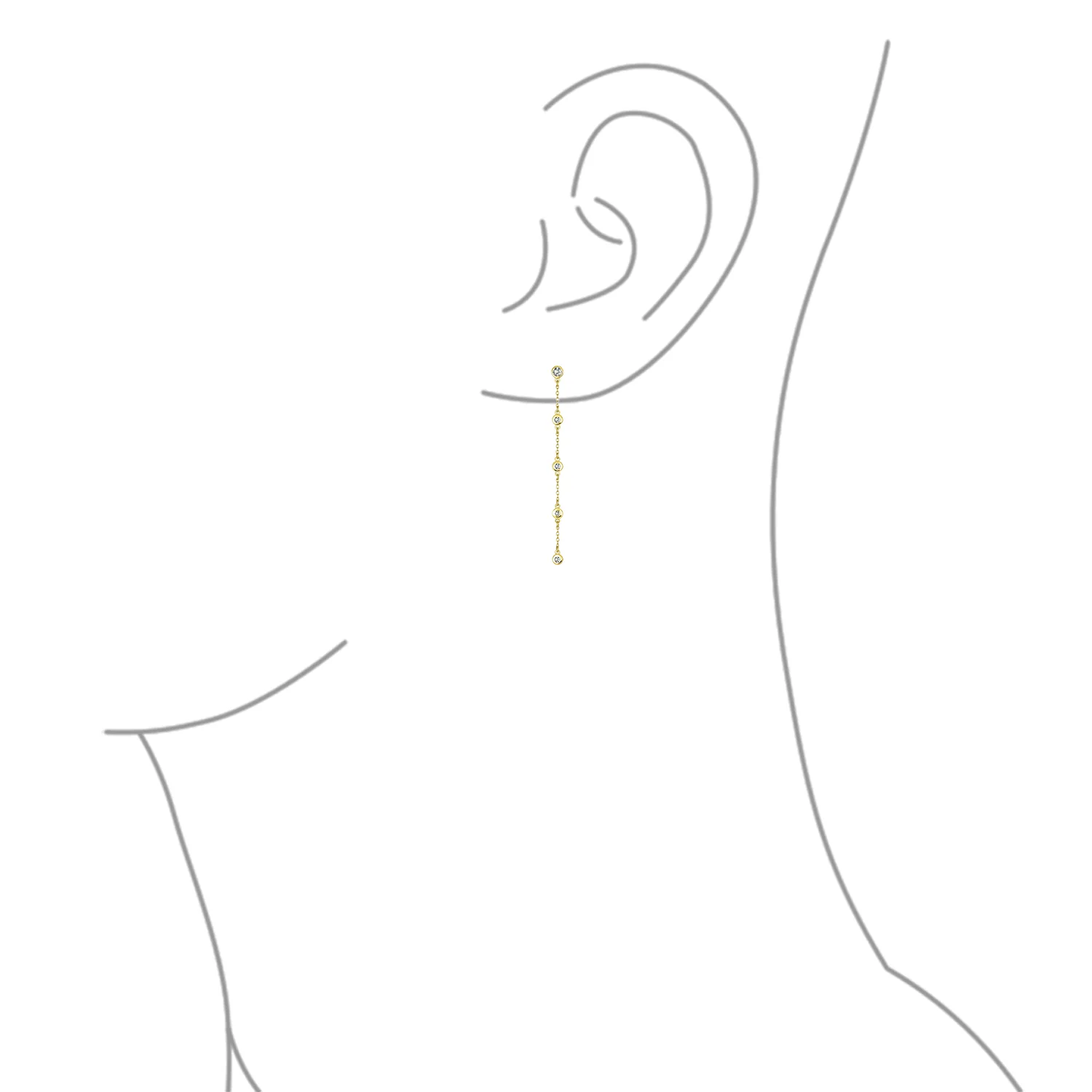 Classic Minimalist CZ Threader Dangle Chandelier Earrings 14K Gold Plated Silver - Image 3