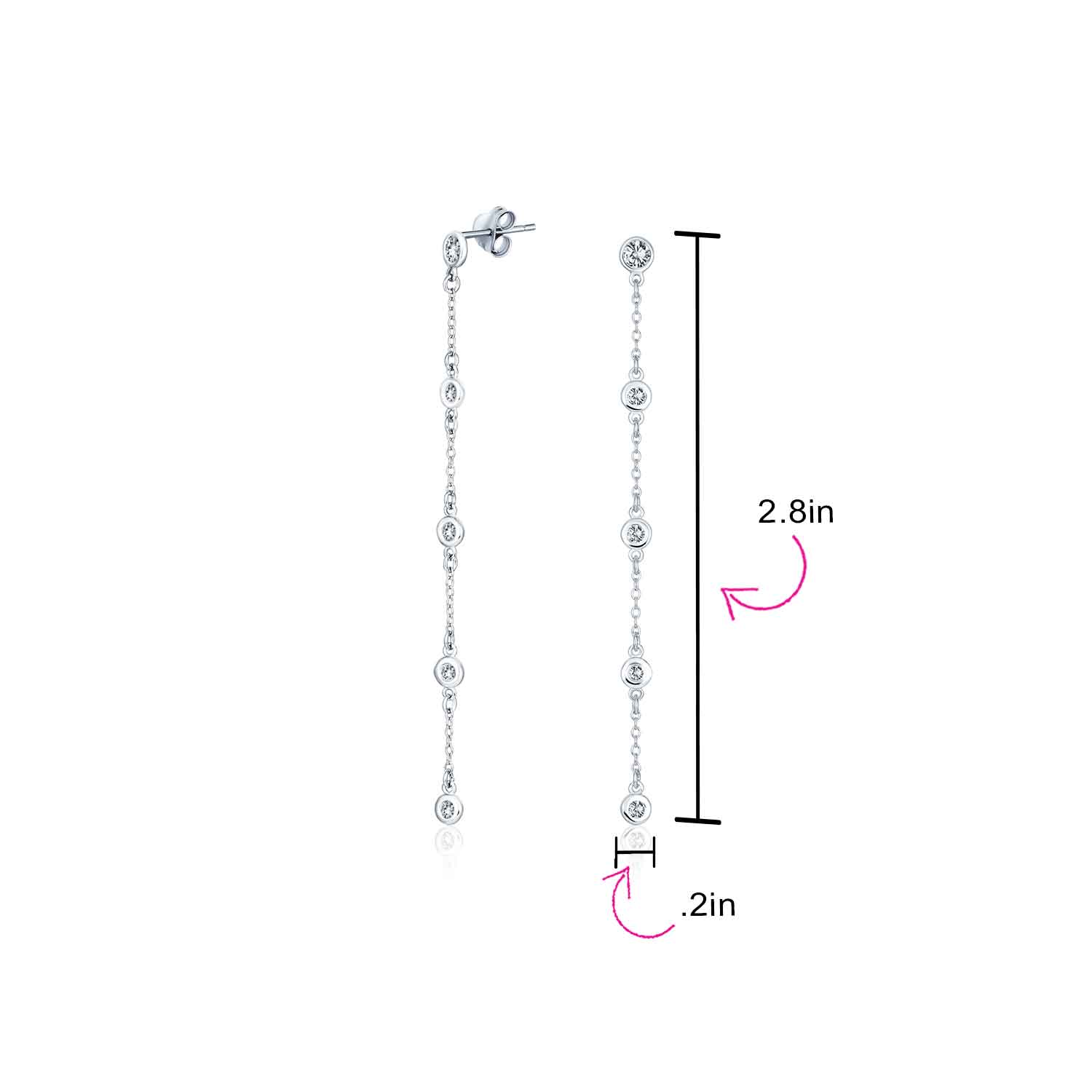 Classic Minimalist CZ Threader Dangle Chandelier Earrings in Sterling Silver - Image 4