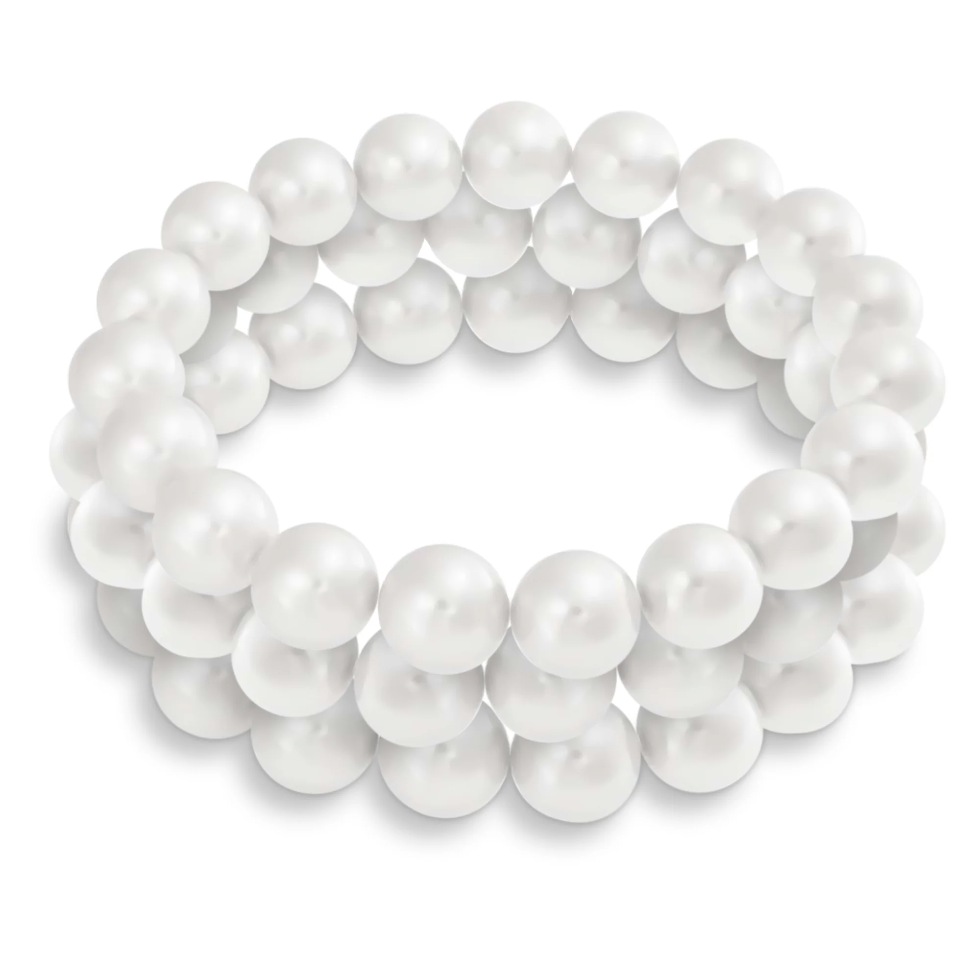 Fashion Set Of 3 Stackable White Faux Pearl Strand Stretch Bracelet 8MM Beads