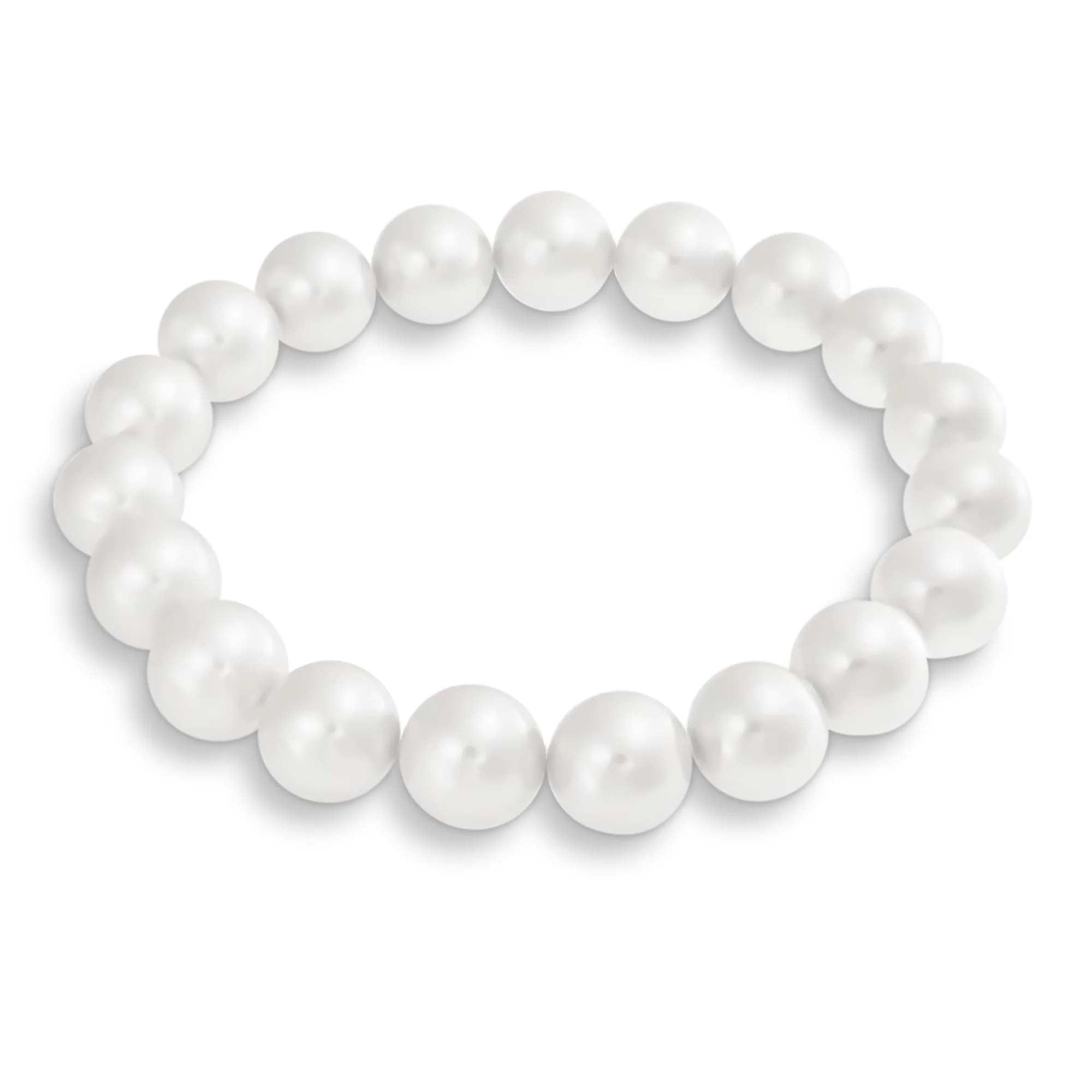 Fashion Set Of 3 Stackable White Faux Pearl Strand Stretch Bracelet 8MM Beads - Image 2