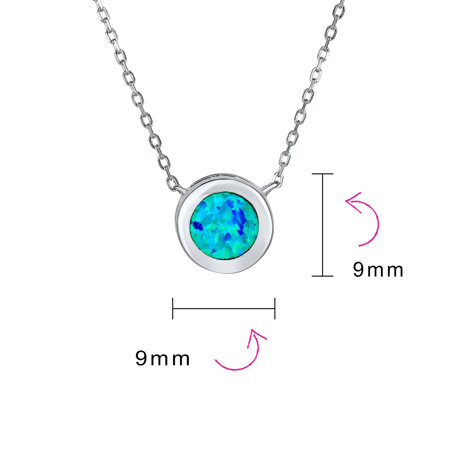 Classic 1CT Solitaire Bezel Set Opal Pendant Necklace 14K Gold Plated Silver - Image 7