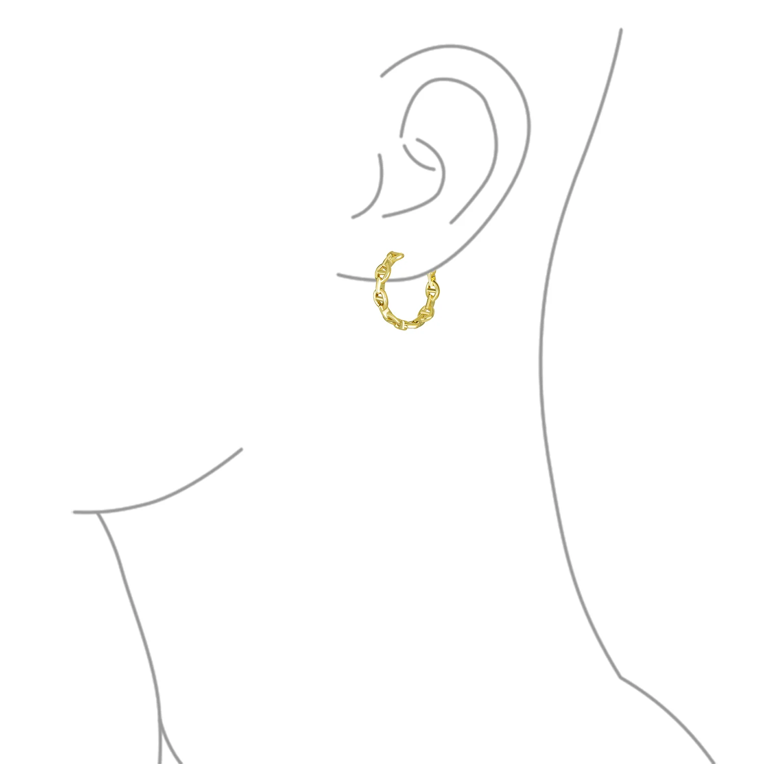 Round Paper Clip Link Mariner Chain Link Hoop Earrings Gold - Image 7