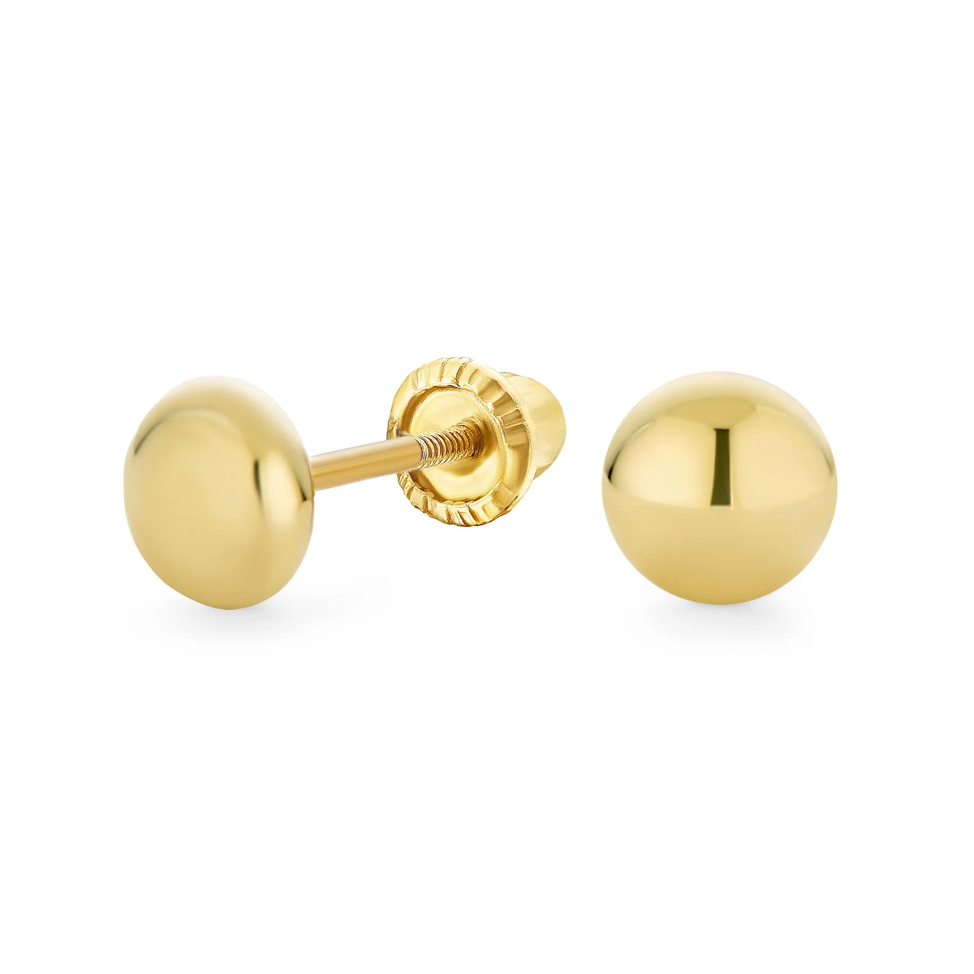Classic Petite 14K Yellow Gold Round Button Ball Stud Earrings