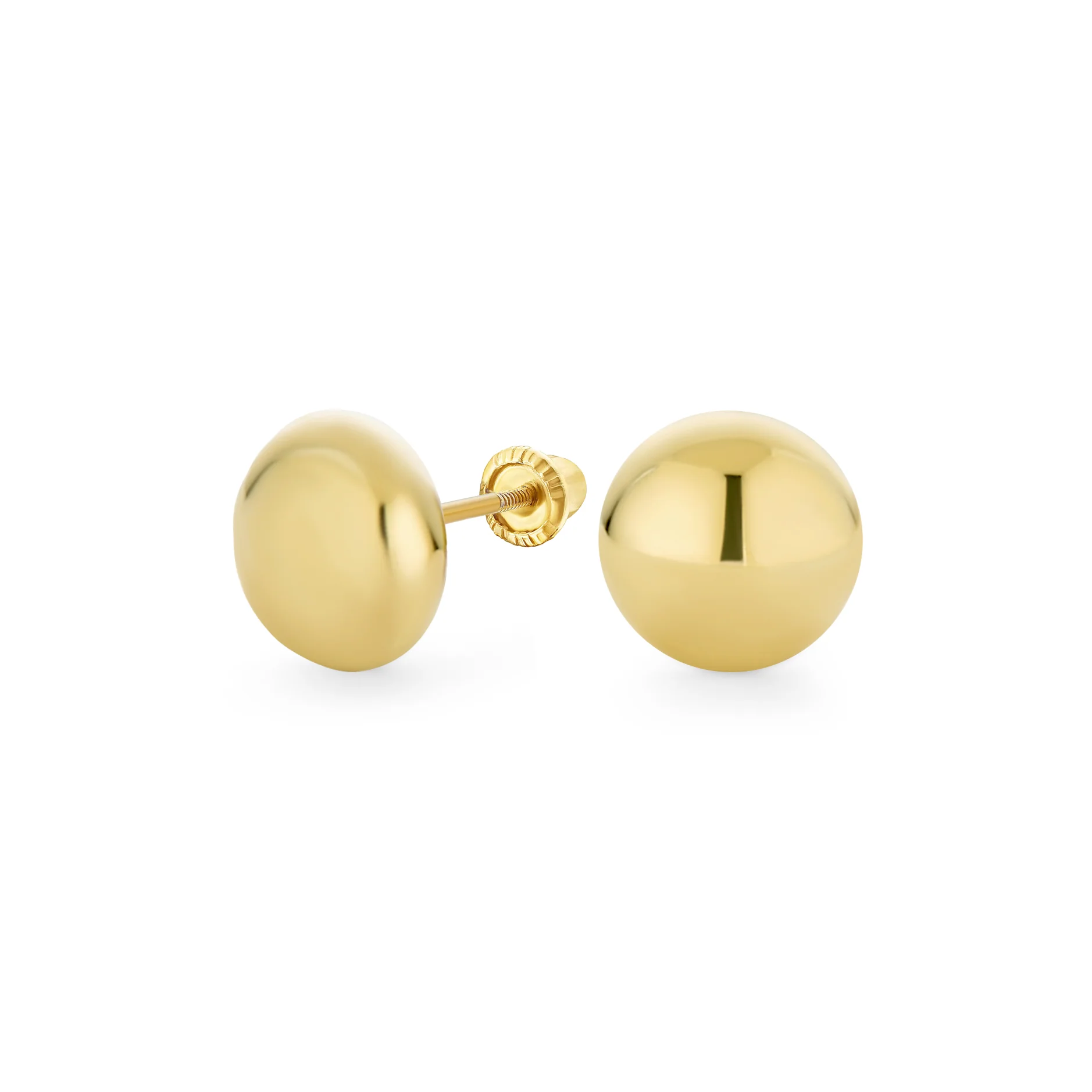 Classic Petite 14K Yellow Gold Round Button Ball Stud Earrings - Image 2