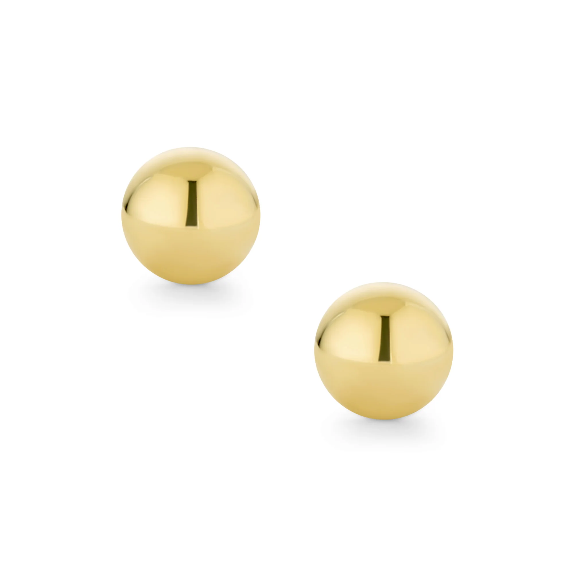 Classic Petite 14K Yellow Gold Round Button Ball Stud Earrings - Image 3