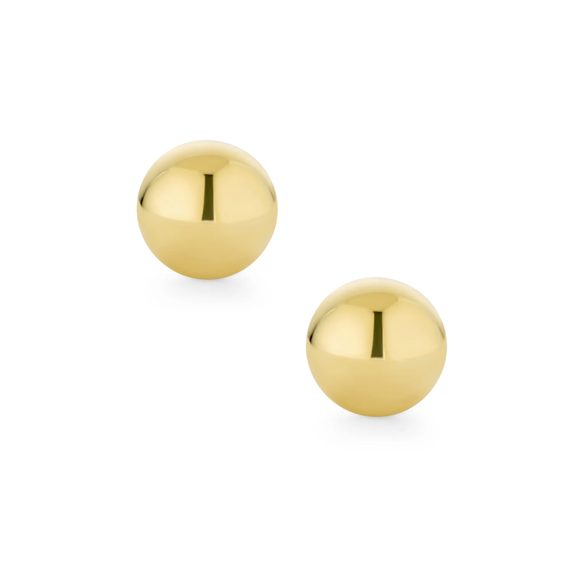 Classic Petite 14K Yellow Gold Round Button Ball Stud Earrings - Image 4