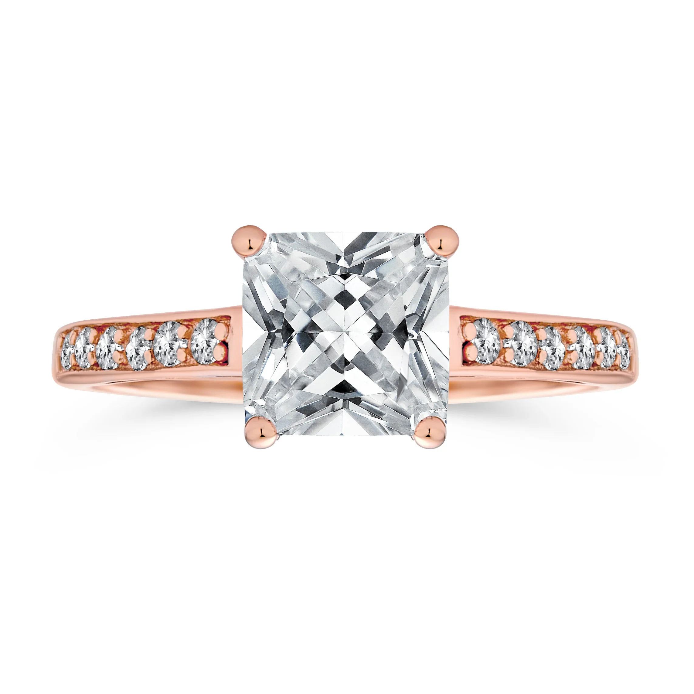 Classic 2.5CT CZ Square Princess Cut Solitaire Engagement Ring Sterling Silver Cubic Zirconia Pave Band - Image 2