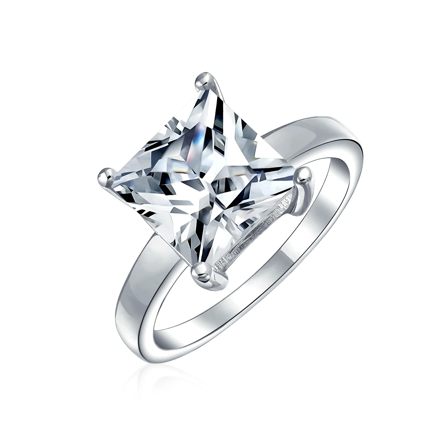 Classic 3CT Princess Cut Cubic Zirconia Solitaire Engagement Ring .925 Sterling Silver - Image 2