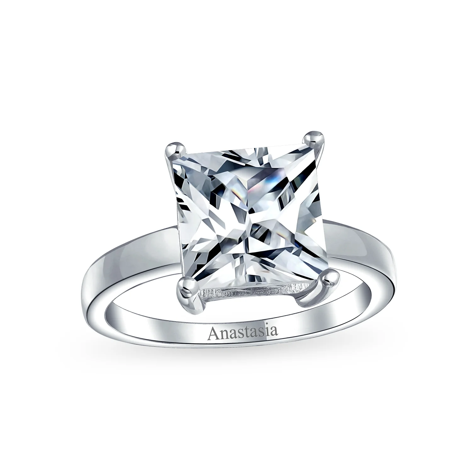 Classic 3CT Princess Cut Cubic Zirconia Solitaire Engagement Ring .925 Sterling Silver - Image 4
