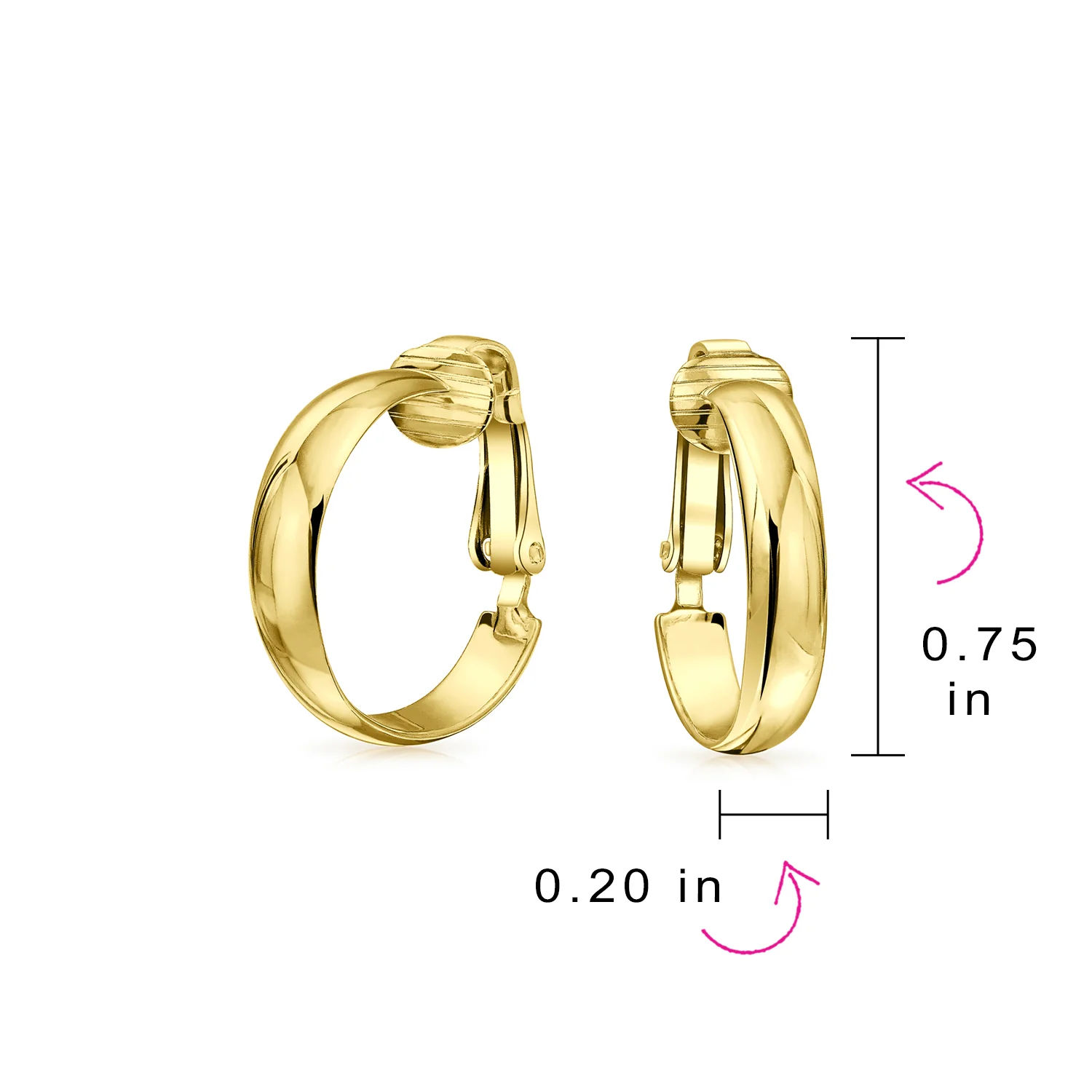 Classic Basic Clip On Hoop Earrings Gold Plated Sterling Silver .75 Diameter - Image 8