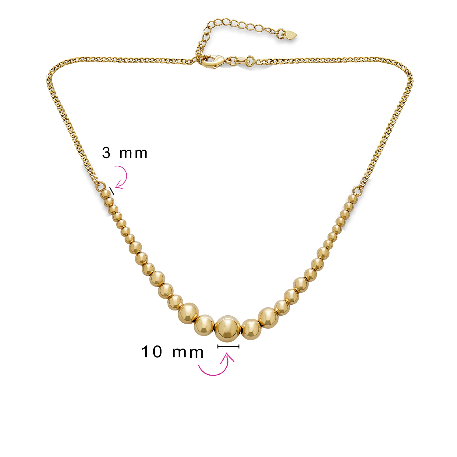 Elegant Round Ball Pendant Necklace Gold Plated Choker - Image 4