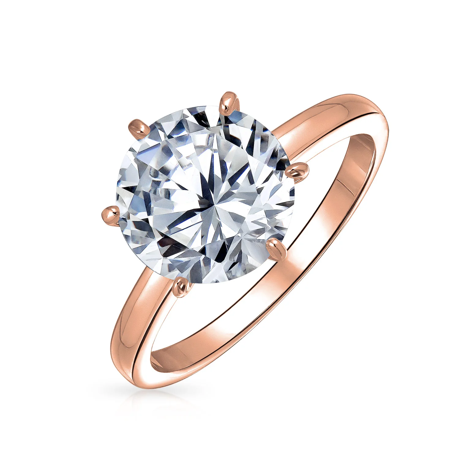 Classic 1.5CT Cubic Zirconia 6 Prong CZ Solitaire Engagement Ring Sterling Silver