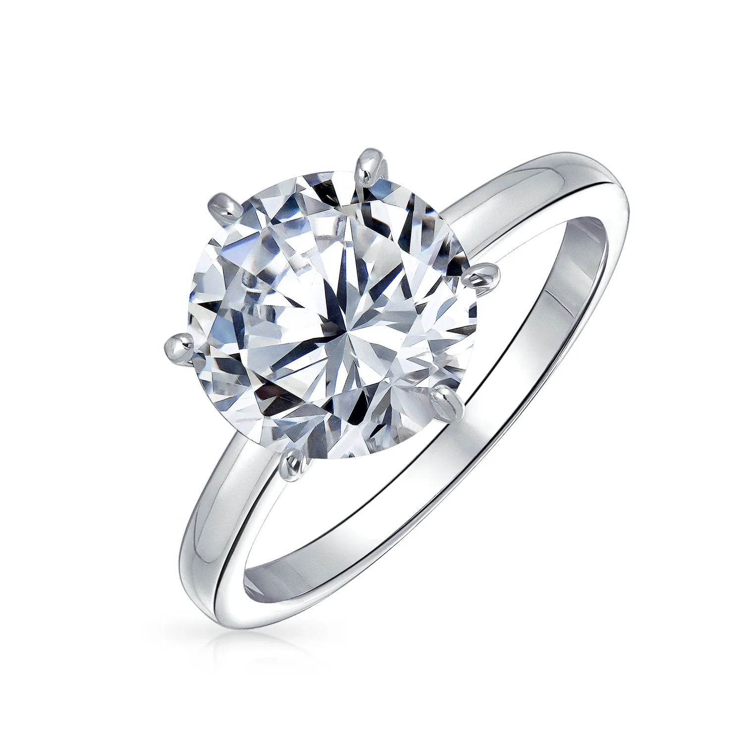 Classic 1.5CT Cubic Zirconia 6 Prong CZ Solitaire Engagement Ring Sterling Silver - Image 5