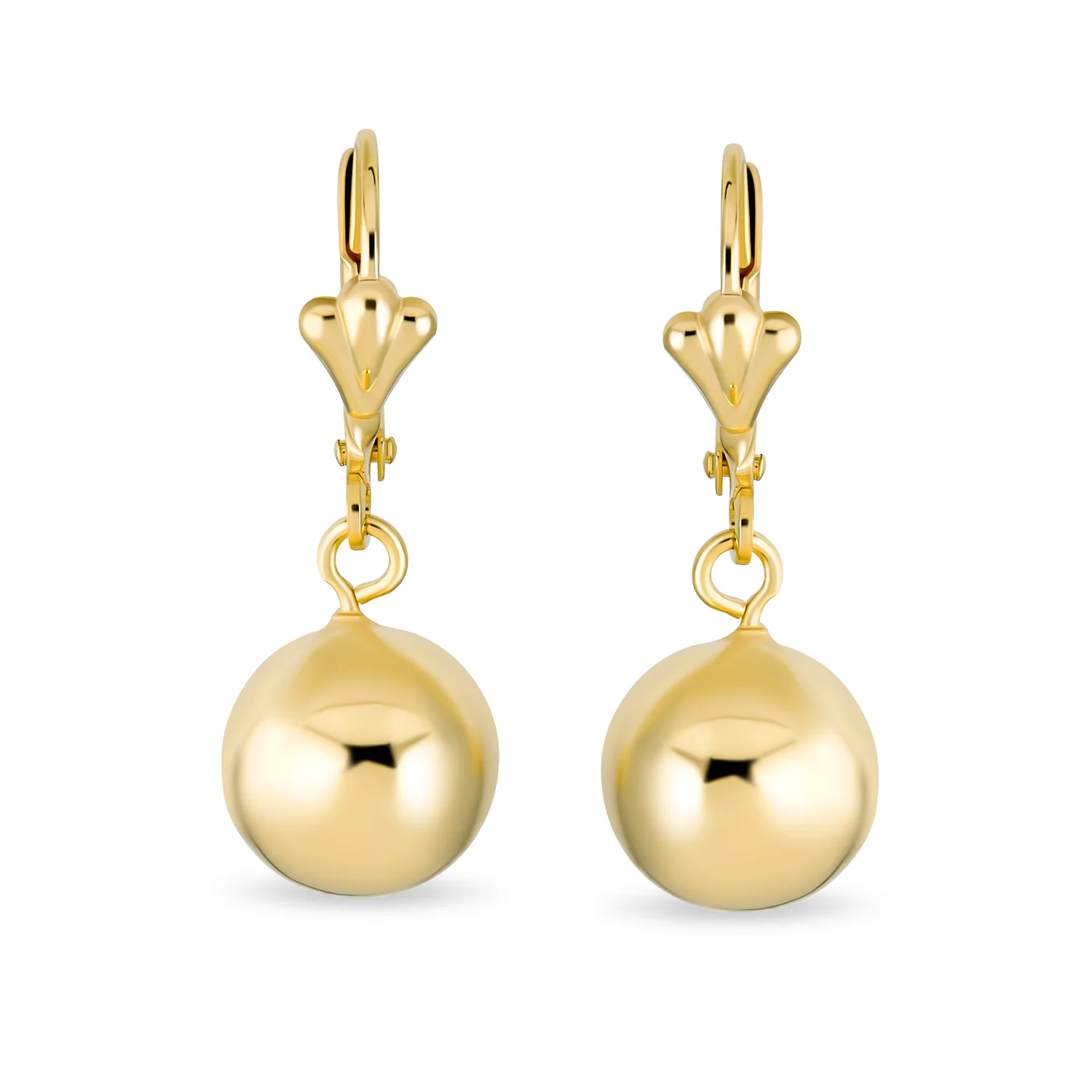Set of Two Classic Round Drop Ball Earrings 18K Gold Plated - Image 2