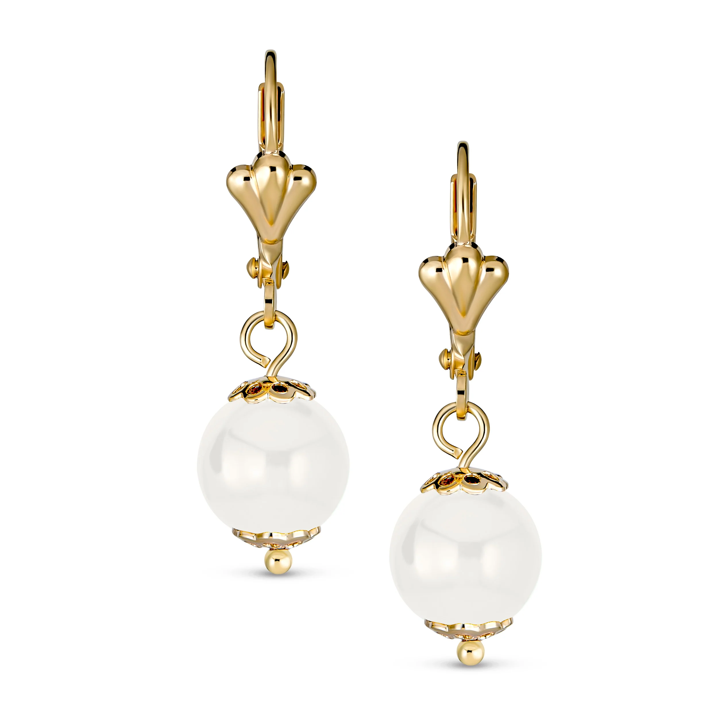 Round Purple Amethyst Drop Ball Earrings Leverback Gold 8MM - Image 6