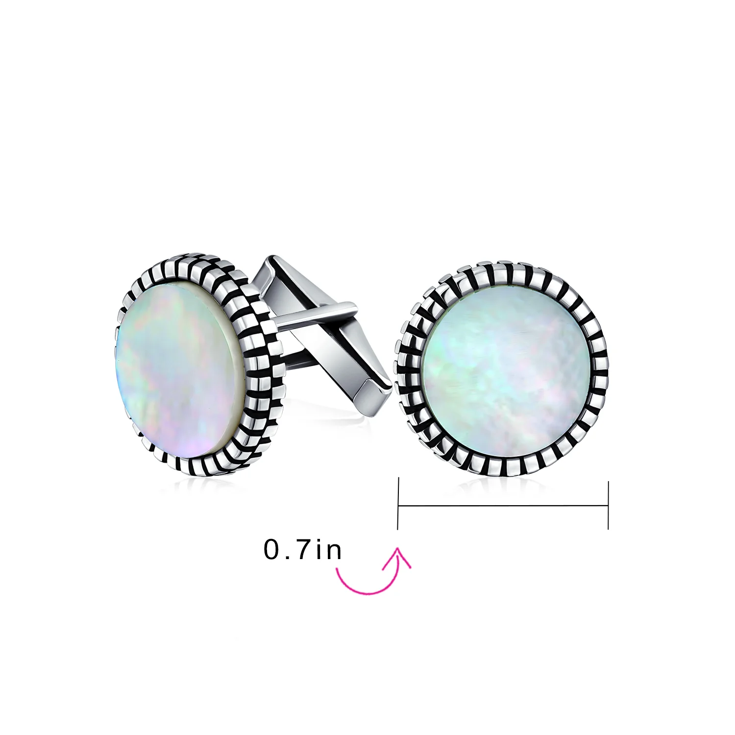Classic Round Black Onyx Shirt Cufflinks for Men - Sterling Silver Bullet Hinge - Image 7