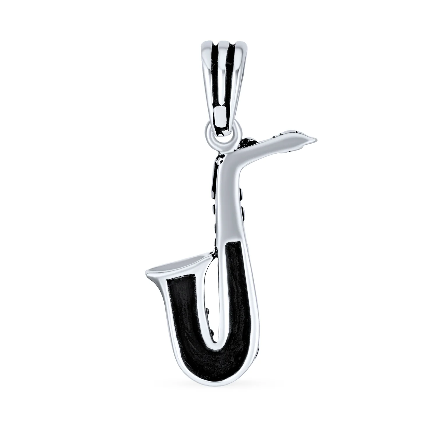 Saxophone Instrument Pendant Necklace for Musician Jazz Lover Silver Chain - Image 2