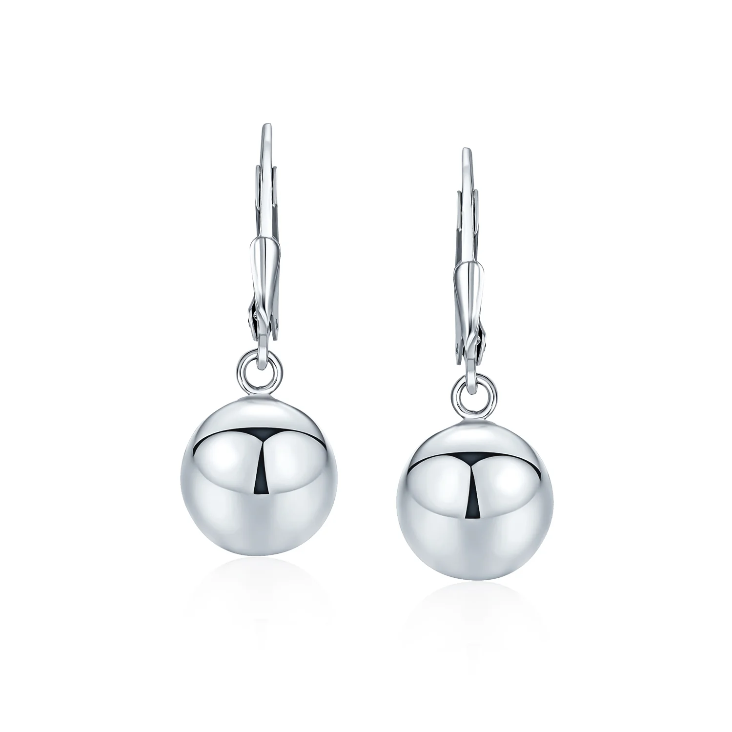 Set of 2 Drop Ball Earrings Silver 6MM 8MM Bead Leverback - Image 2