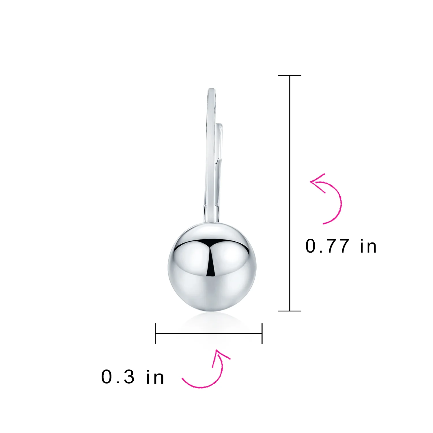 Basic Round Bead Ball Drop Earrings SterlingSilver Leverback - Image 10