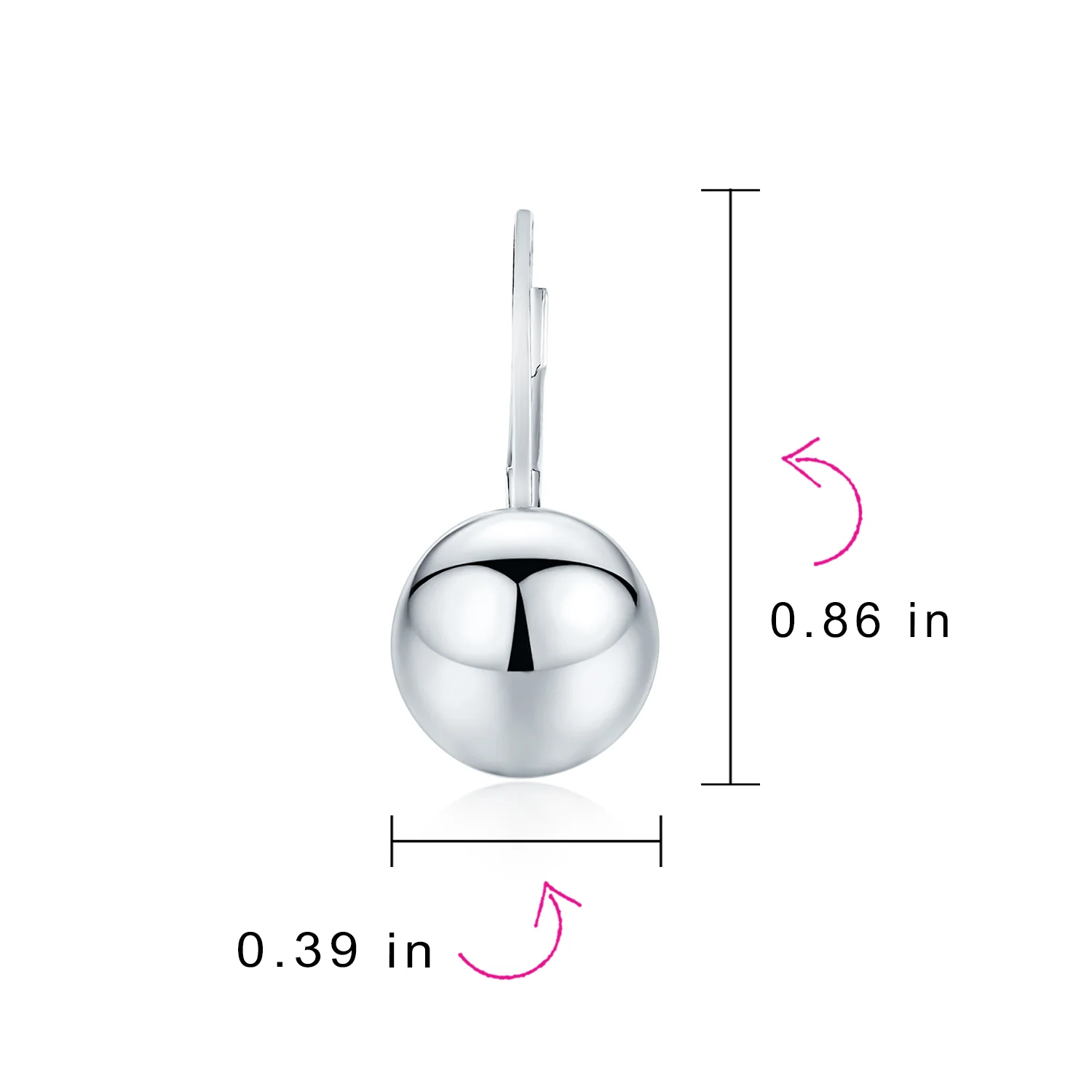 Basic Round Bead Ball Drop Earrings SterlingSilver Leverback - Image 11