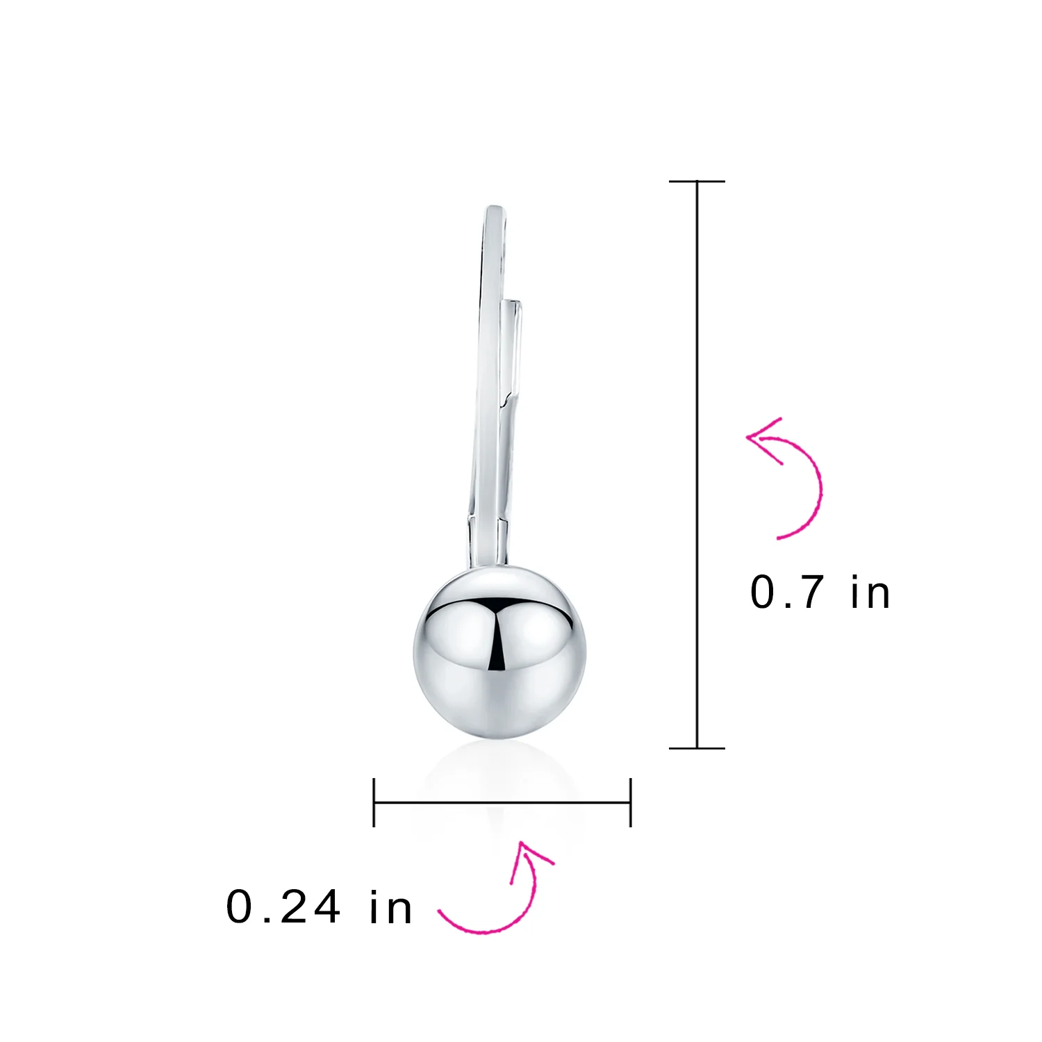 Basic Round Bead Ball Drop Earrings SterlingSilver Leverback - Image 12