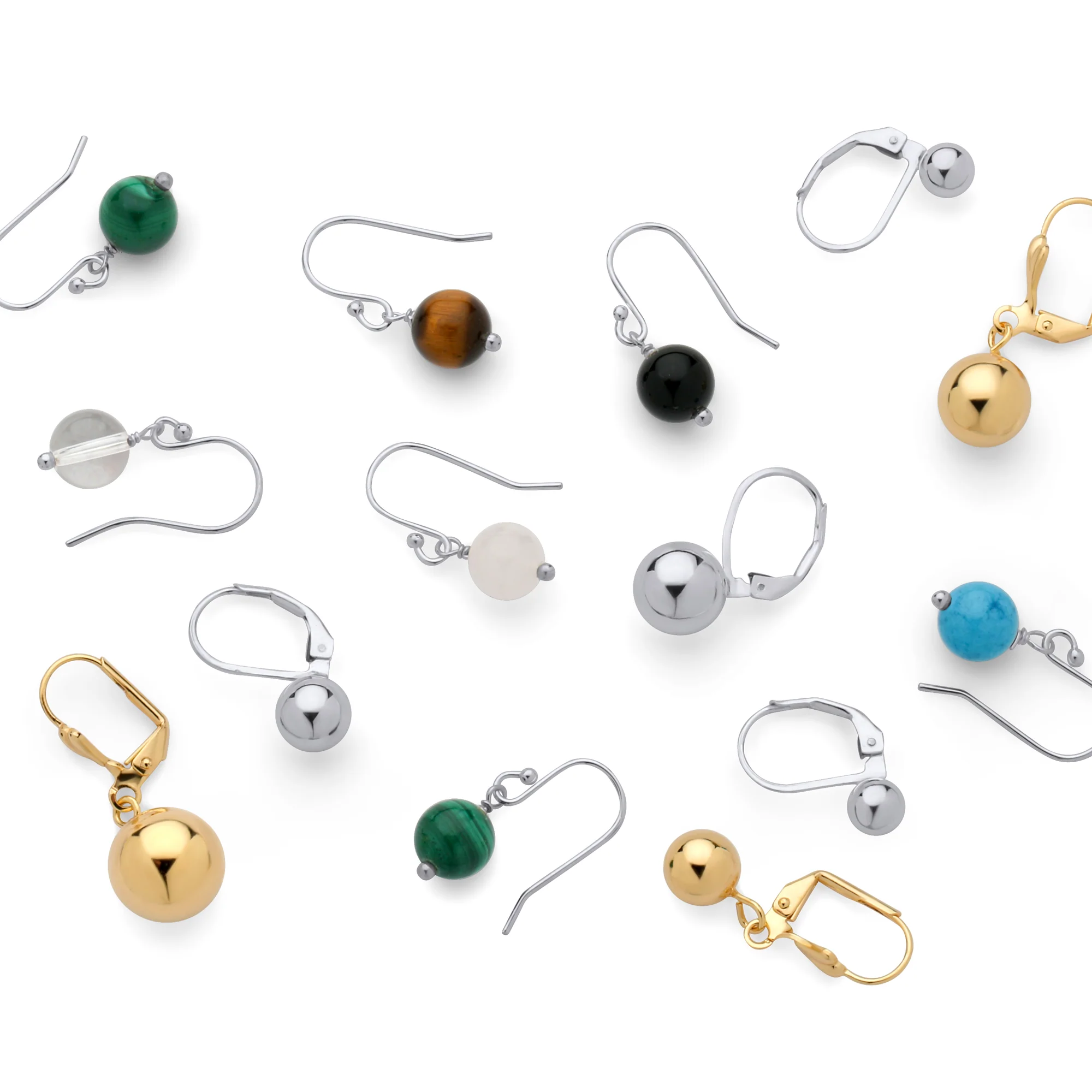 Basic Round Bead Ball Drop Earrings SterlingSilver Leverback - Image 15