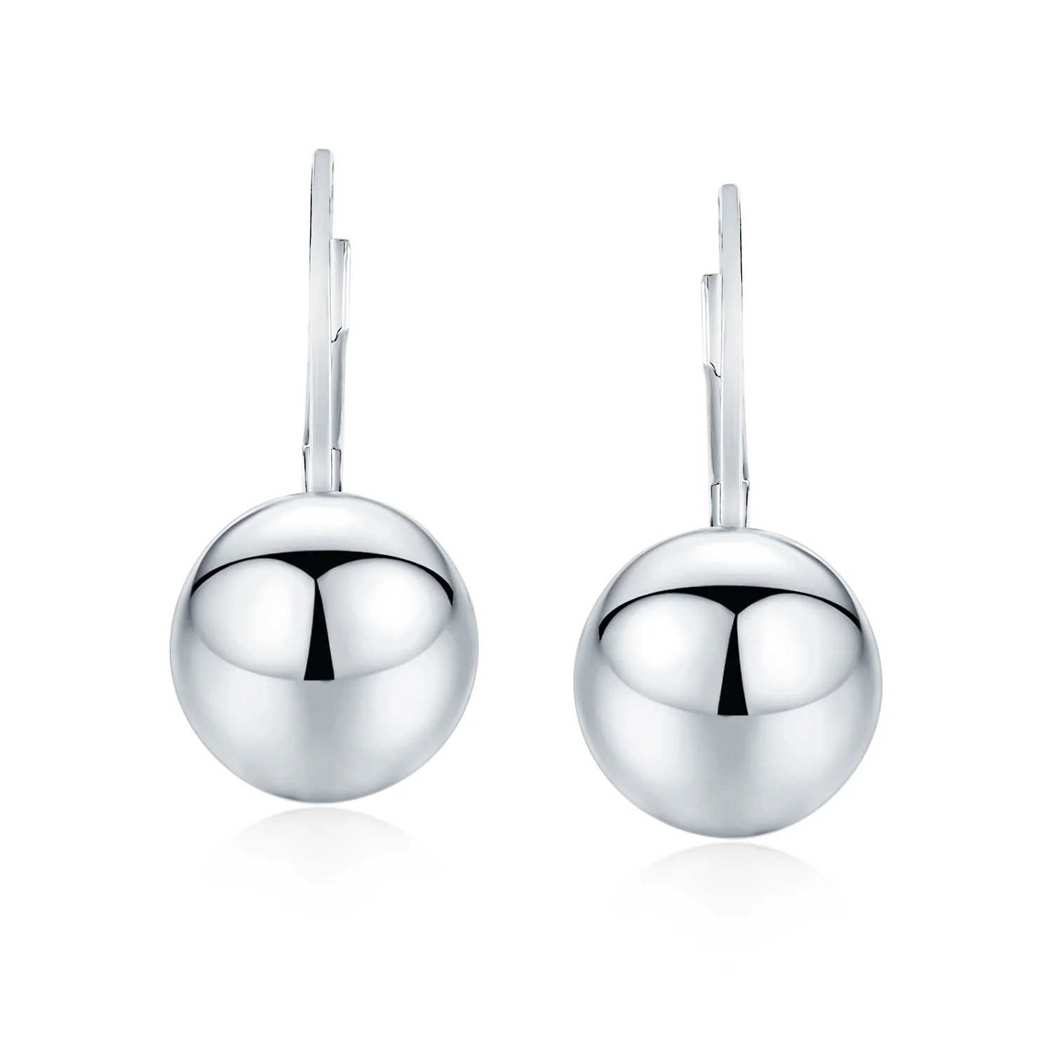 Basic Round Bead Ball Drop Earrings SterlingSilver Leverback - Image 5