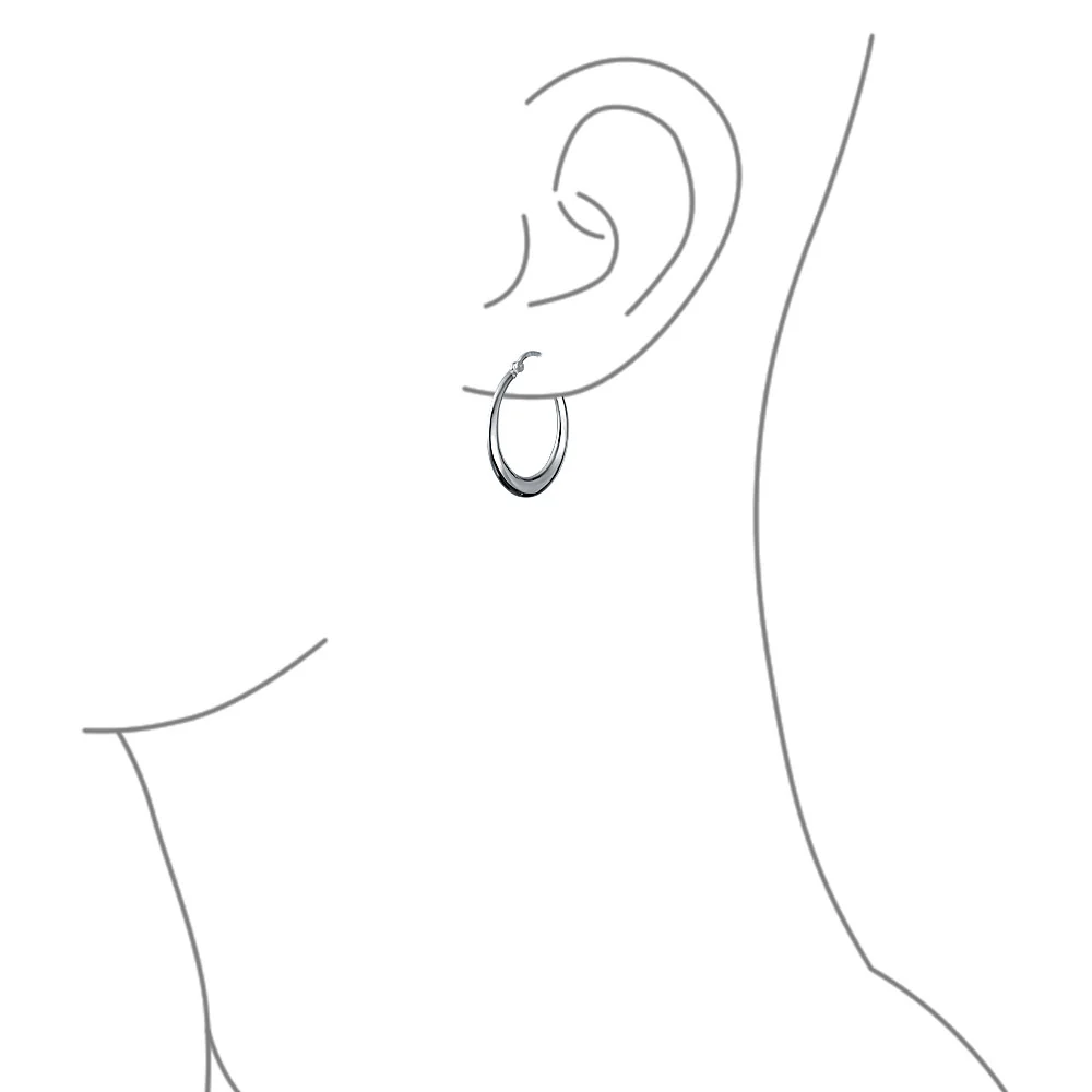 Classic Simple Tapered Puff Tube Medium Hoop Earrings .925 Sterling Silver - Image 4