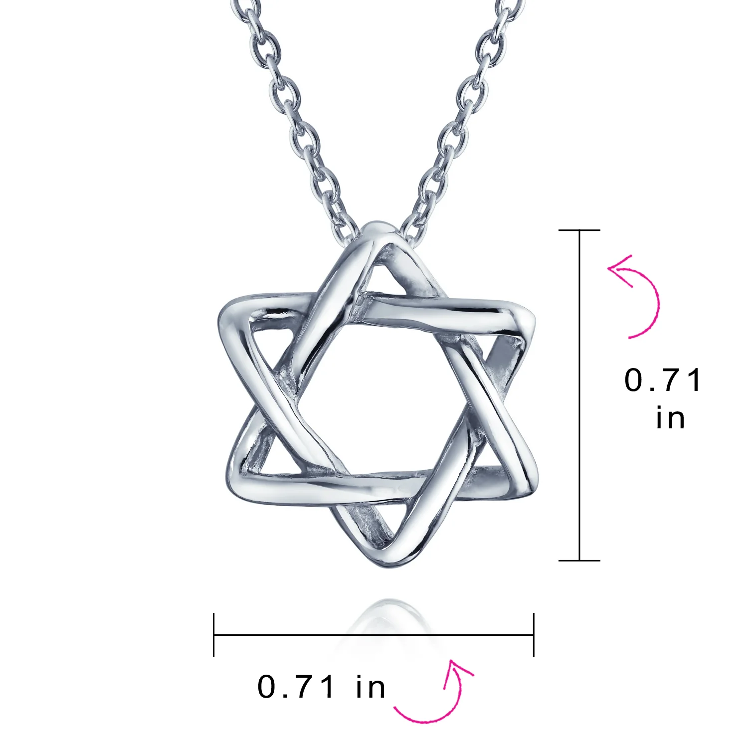 Classic Delicate Religious Judaica Hanukkah Intertwined Magen Star of David Pendant Necklace .925 Sterling Silver - Image 4