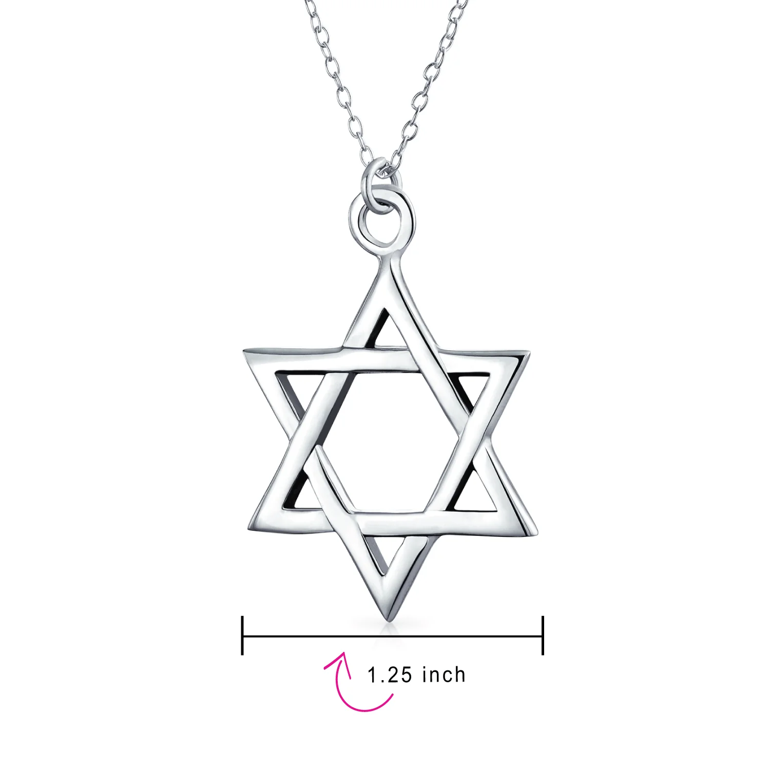 Classic Star of David Pendant Necklace Sterling Silver - Image 4