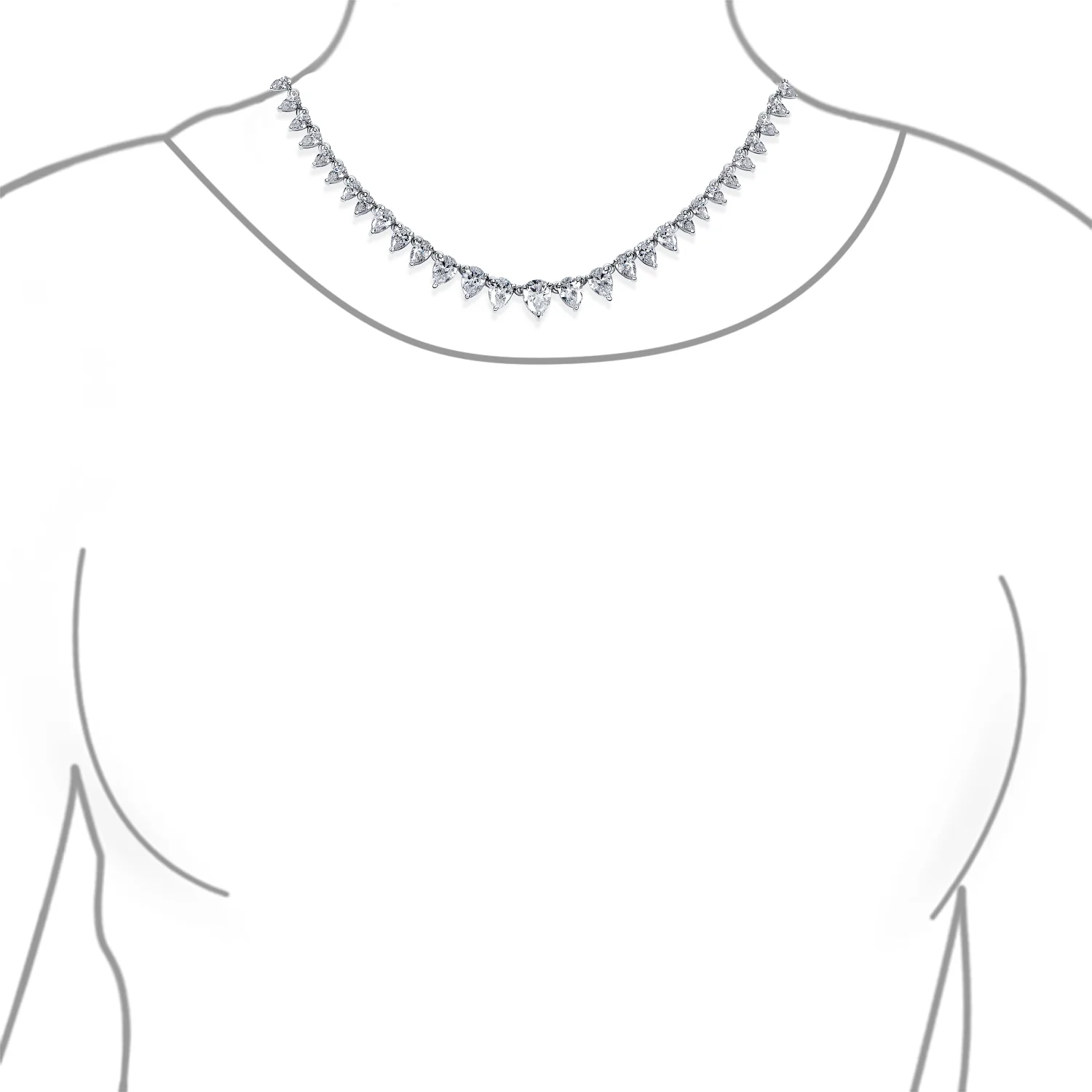 Classic Bridal Teardrop CZ Collar Necklace Earrings Set - Image 3
