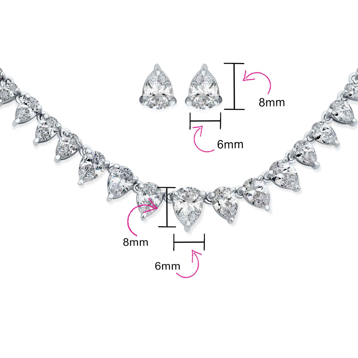 Classic Bridal Teardrop CZ Collar Necklace Earrings Set - Image 5