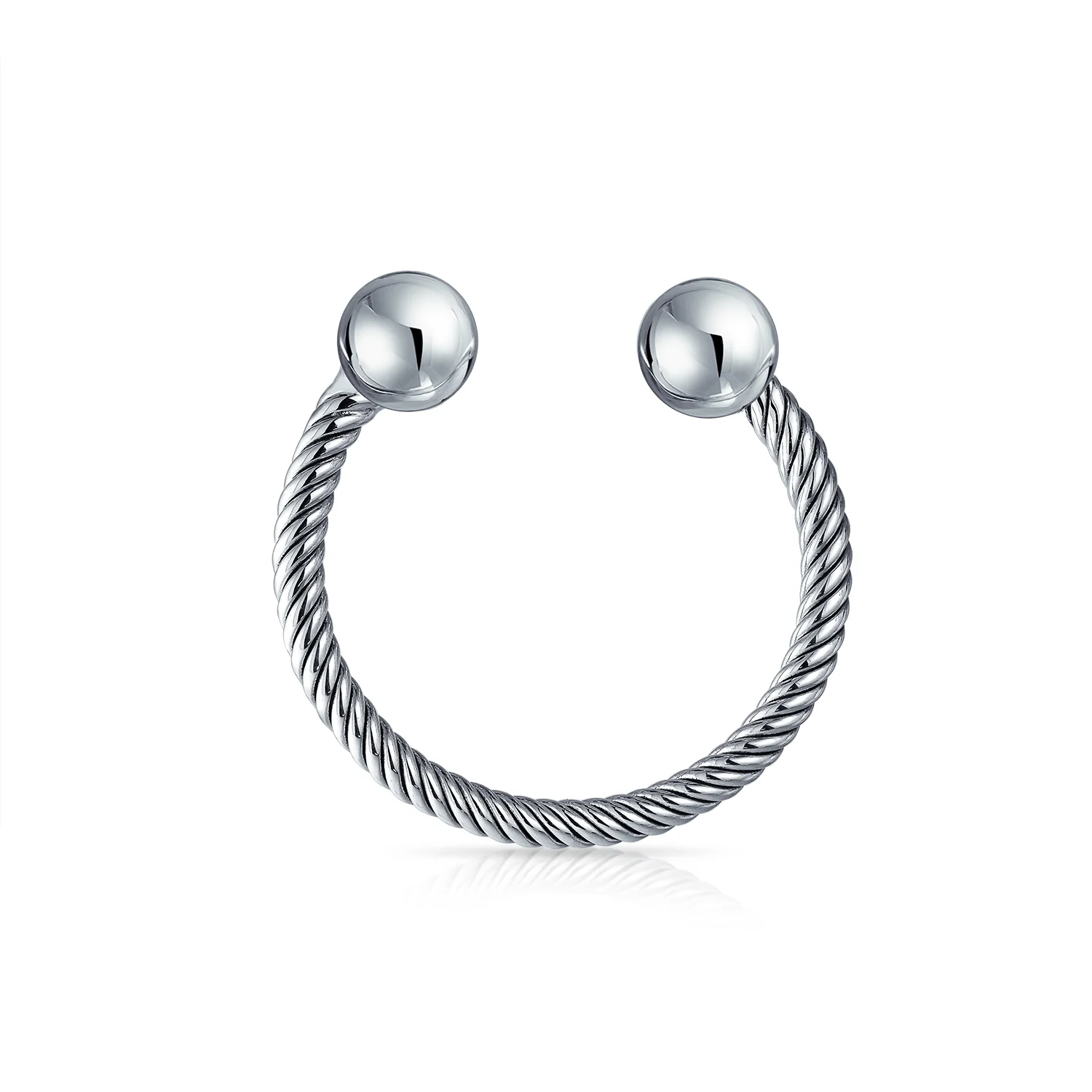 Classic Twisted Cable Key Chain with Ball Screw Tip and Horseshoe Key Ring