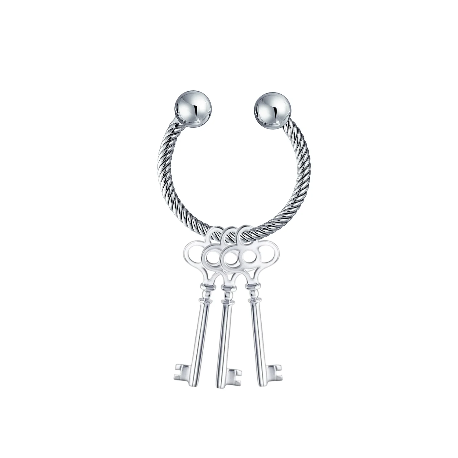 Classic Twisted Cable Key Chain with Ball Screw Tip and Horseshoe Key Ring - Image 2