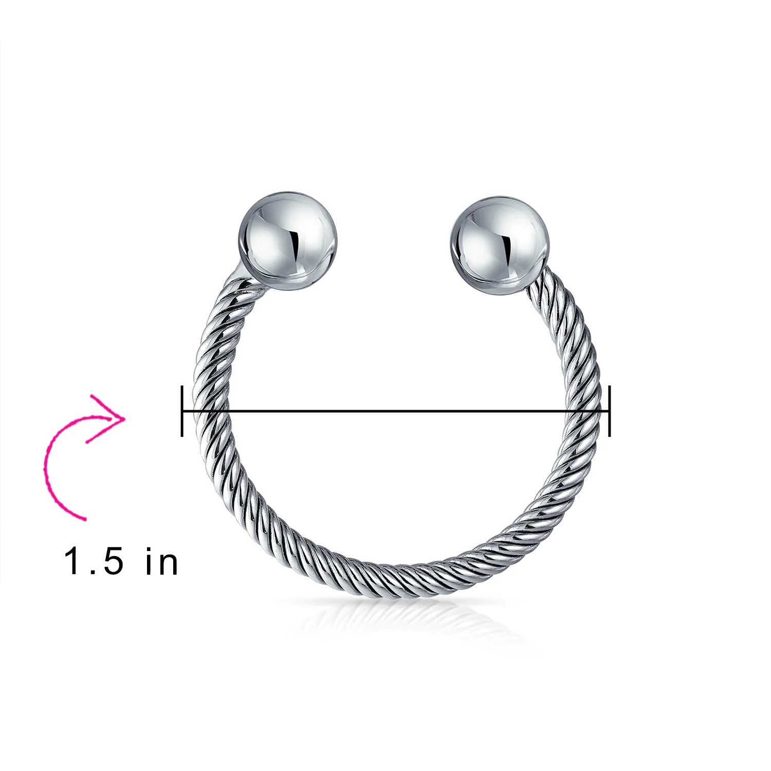Classic Twisted Cable Key Chain with Ball Screw Tip and Horseshoe Key Ring - Image 3