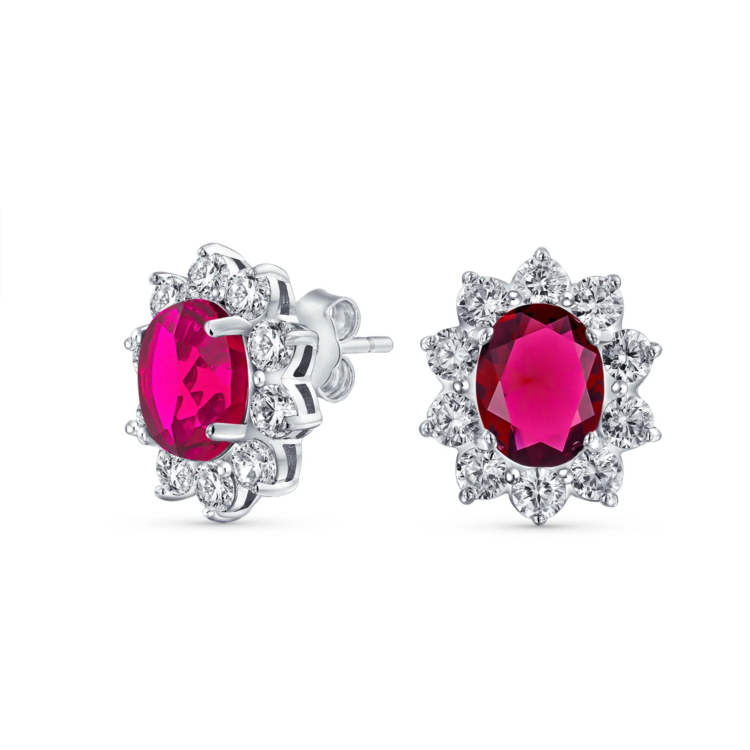 Classic Vintage Crown 1.5 CT CZ Stud Earrings with Green Simulated Emerald - Image 2