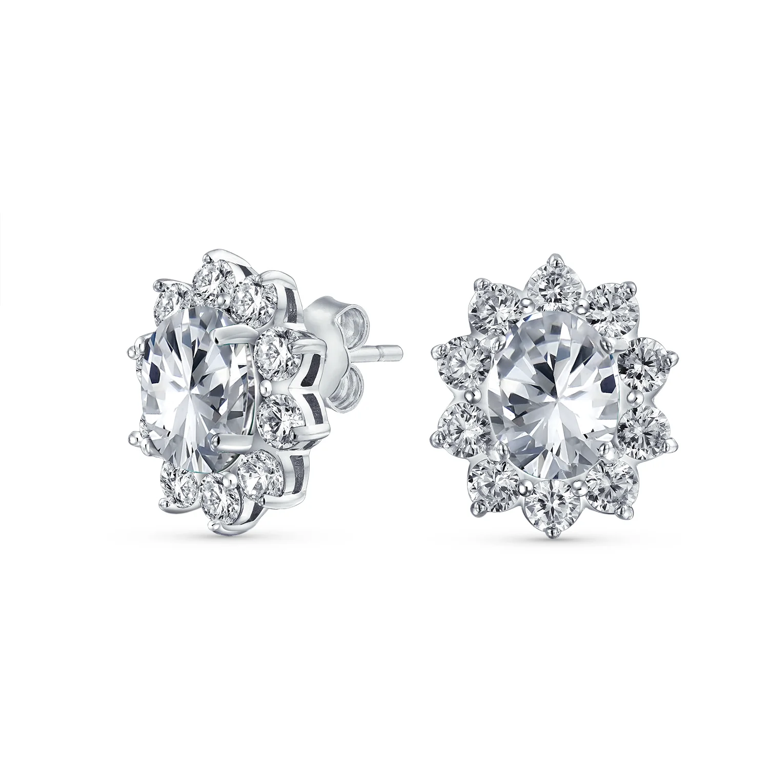 Classic Vintage Crown 1.5 CT CZ Stud Earrings with Green Simulated Emerald - Image 3
