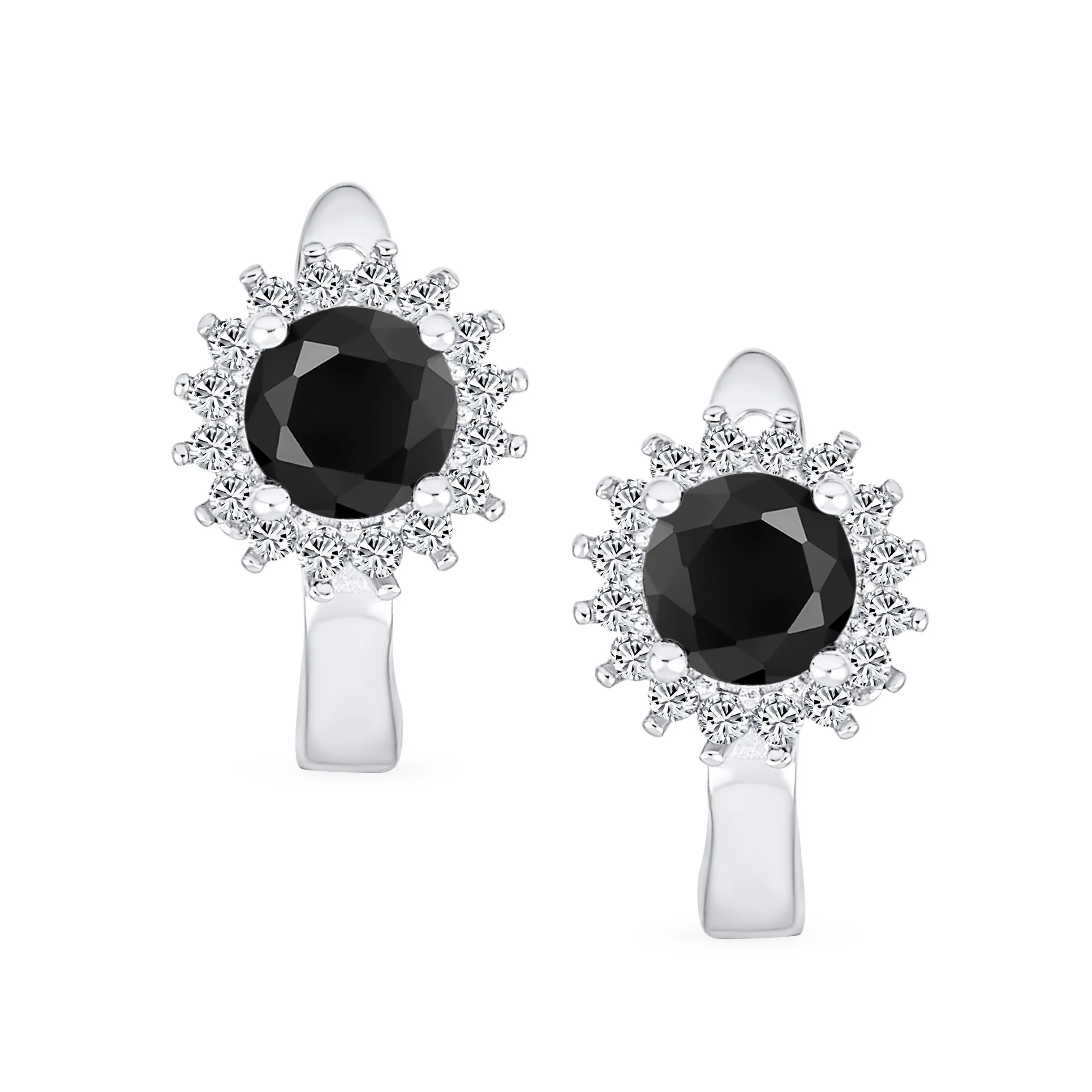 Classic Vintage CZ Stud Earrings 1 CTW Simulated Gemstone Sterling Silver Huggie - Image 2
