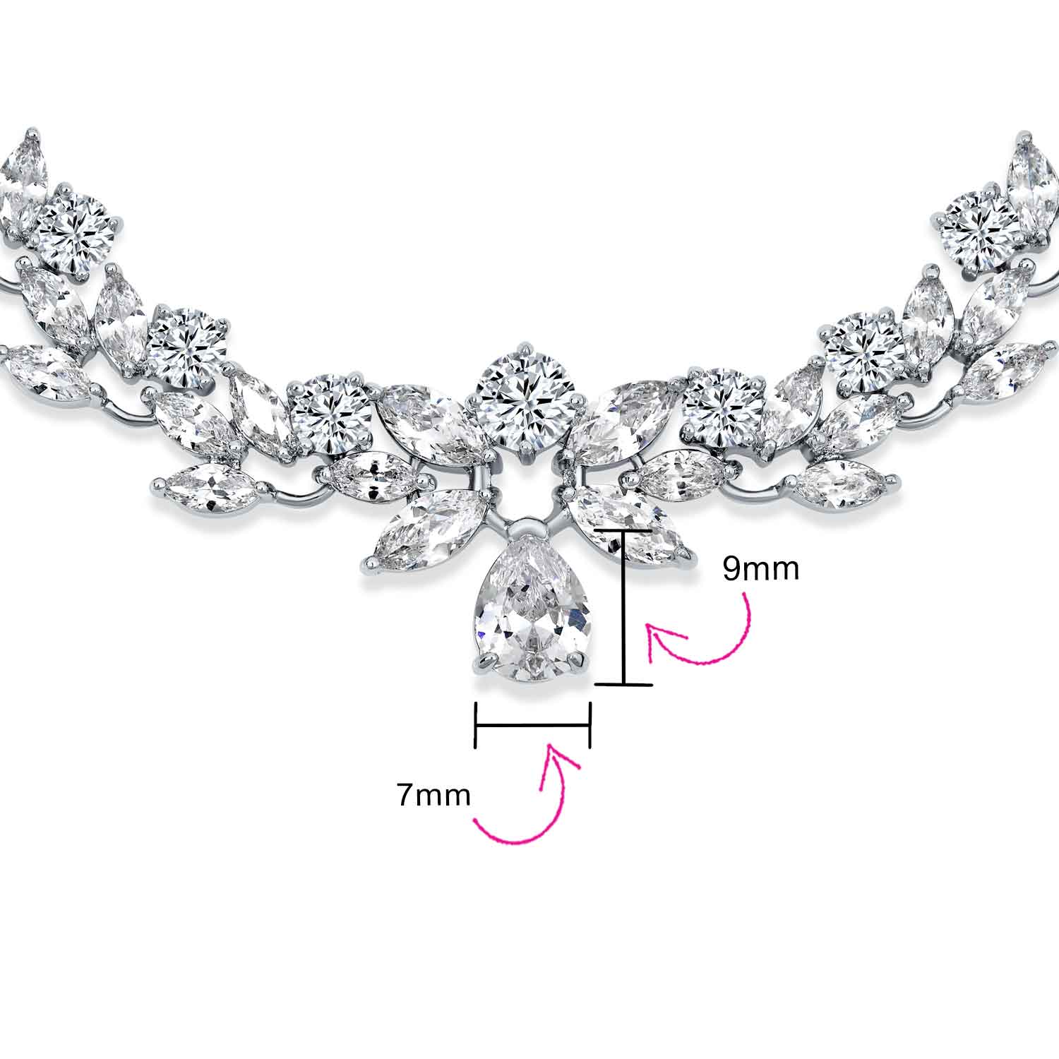 Vintage Style Cocktail CZ Marquise Cut Cubic Zirconia Statement Collar Necklace - Image 4
