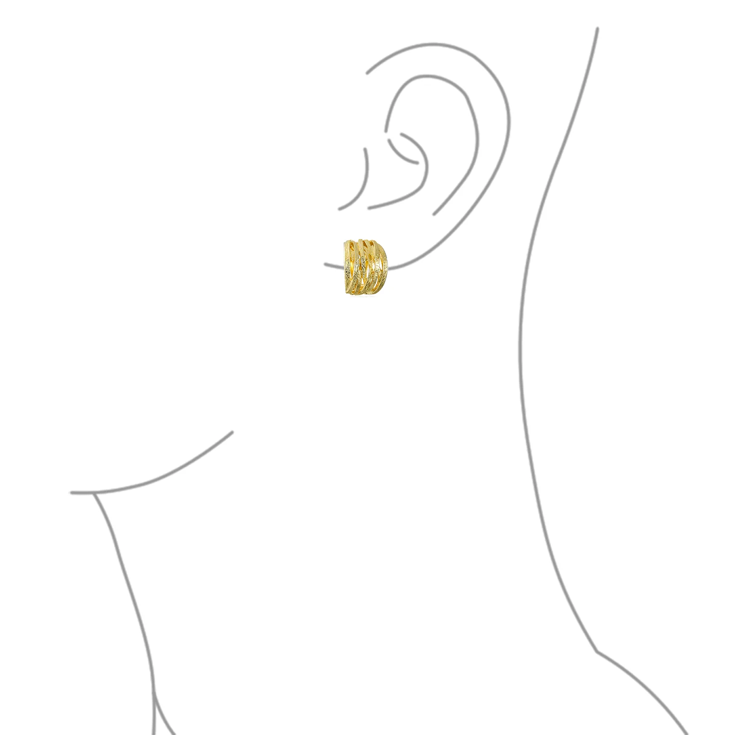Fashion Open Criss Cross Basket Weave Wide Half Hoop Clip On Earrings For Non Pierced Ears Matte Gold Plated - Image 6