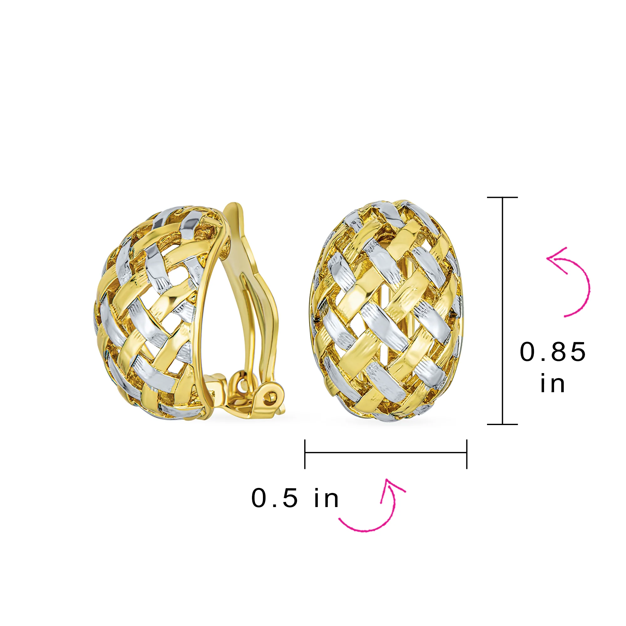 Half Hoop Woven Clip-On Earrings Gold Plated Non-Pierced - Image 4