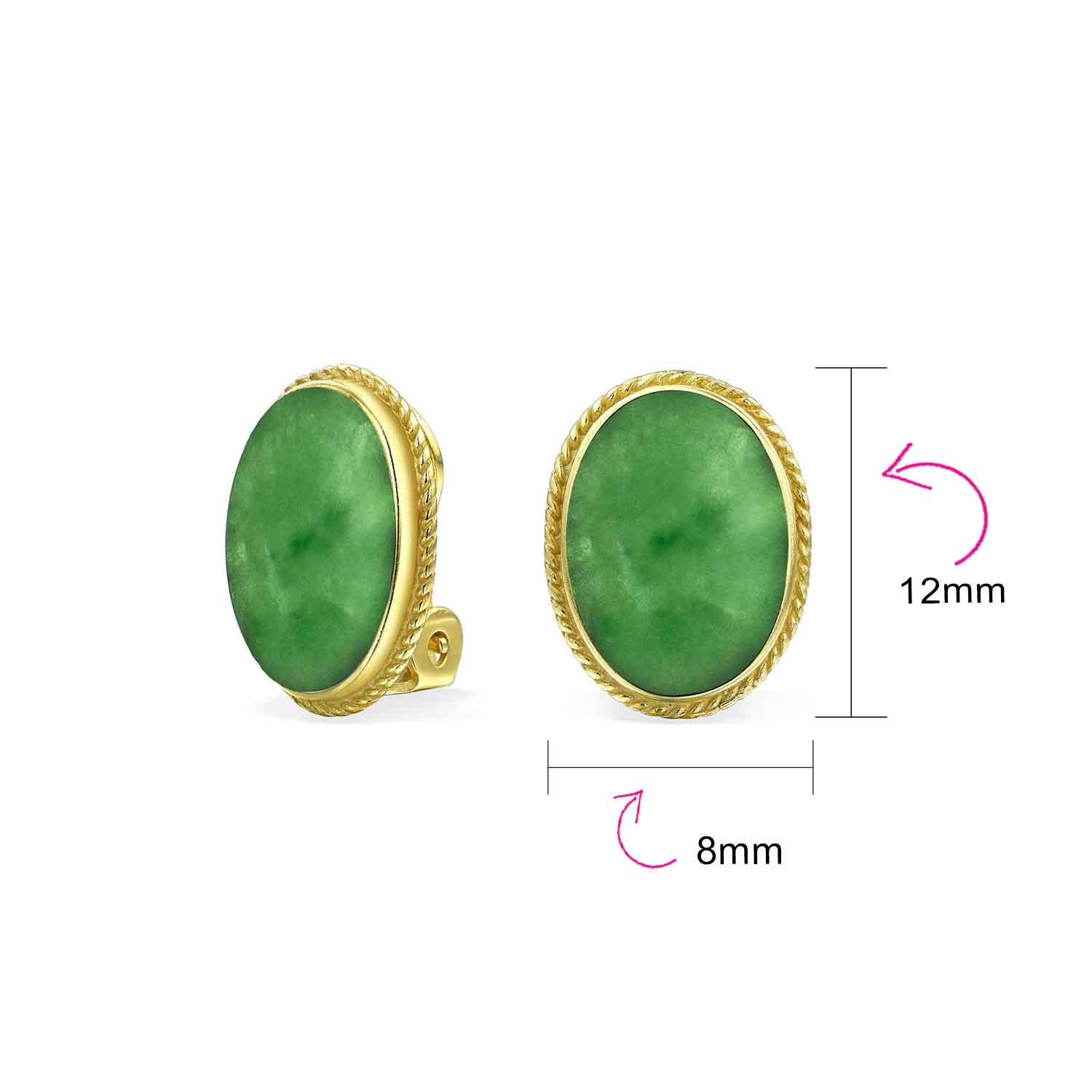 7CT Oval Cabochon Gemstones 17K Gold Plated Clip-On Earrings - Image 13