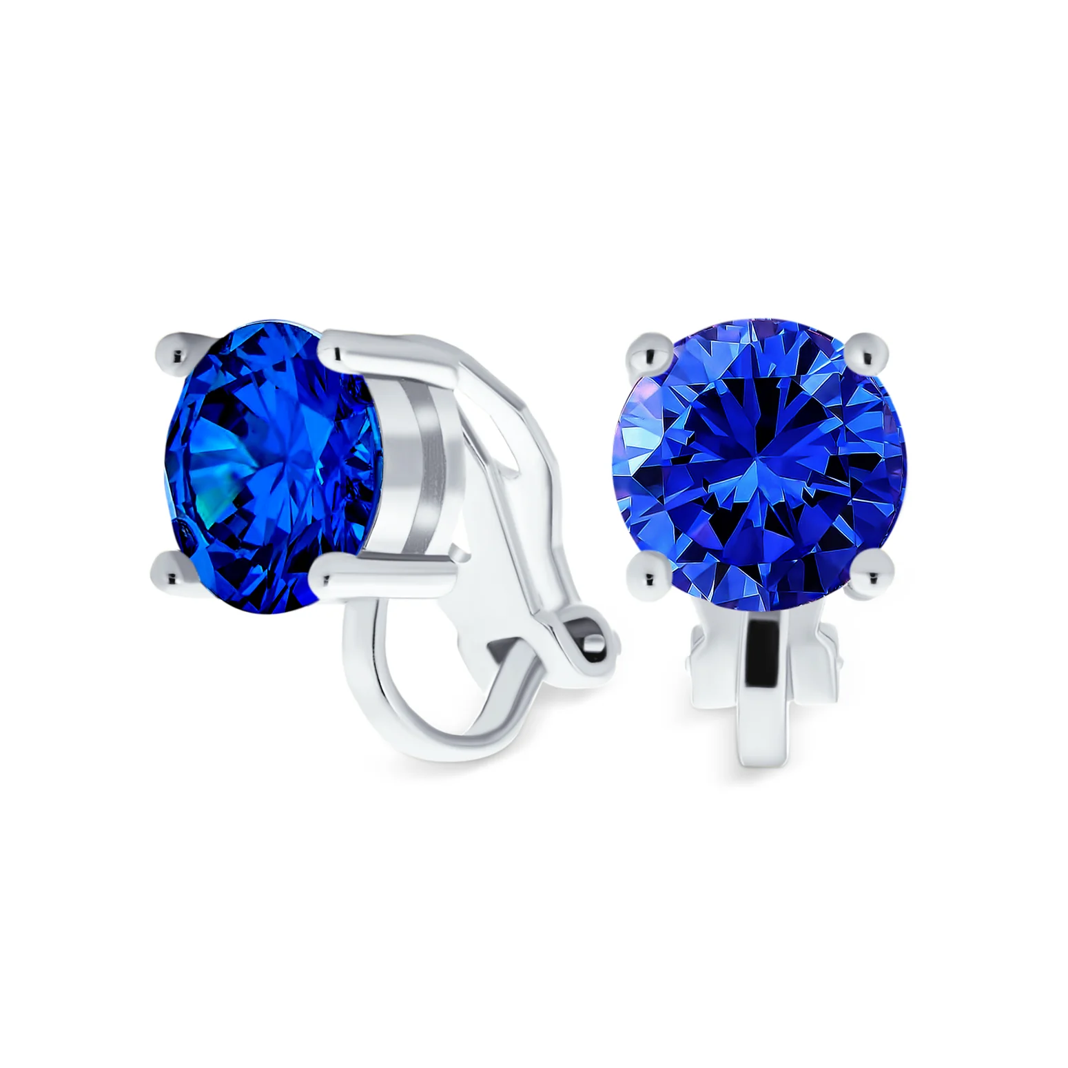 Set of 2 Multi Color CZ Clip-On Earrings Rose Gold Silver Plated For Non-Pierced - Image 10