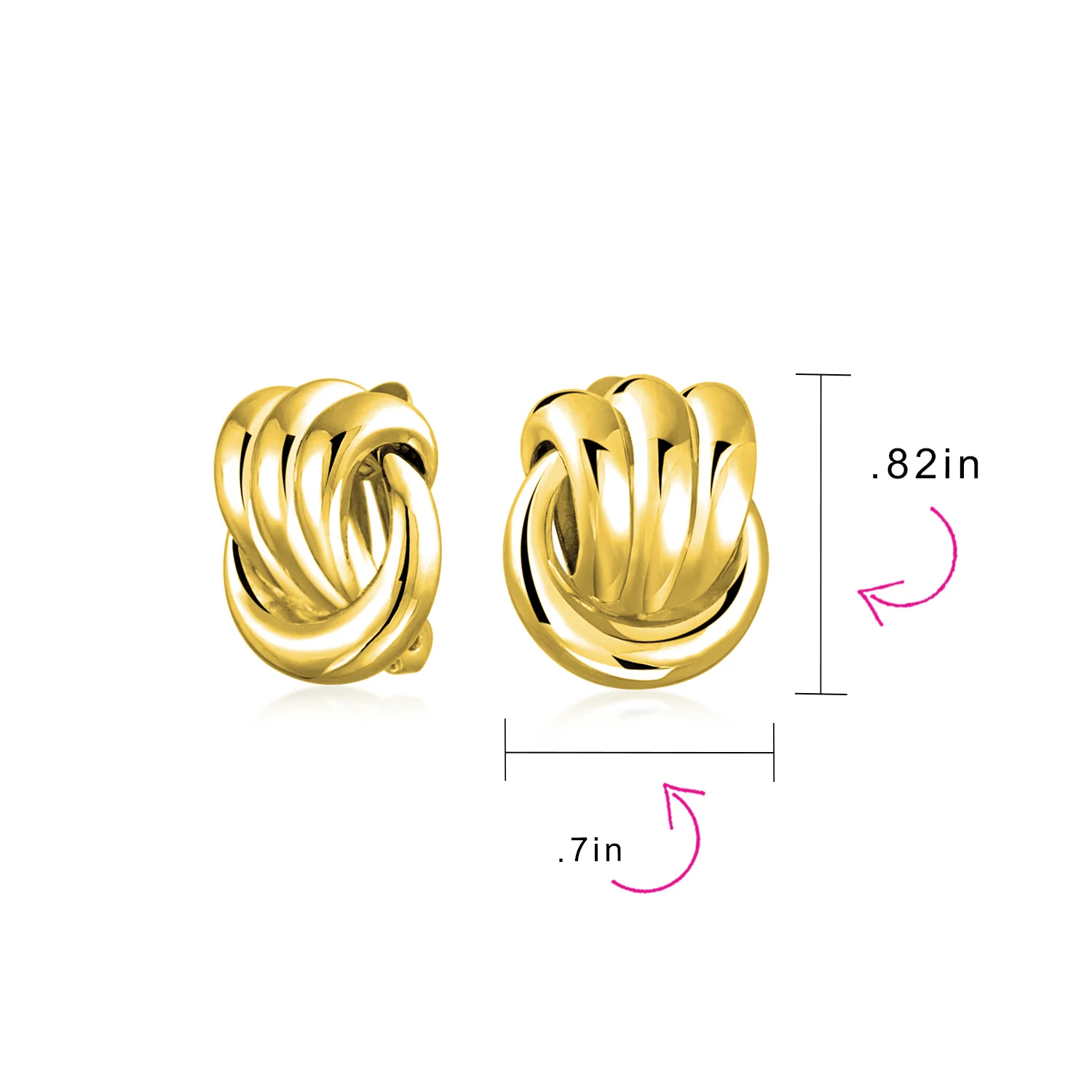 Fashion Rope Love Knot Clip On Earrings Yellow Gold Plated Non-Pierced Ears - Image 9