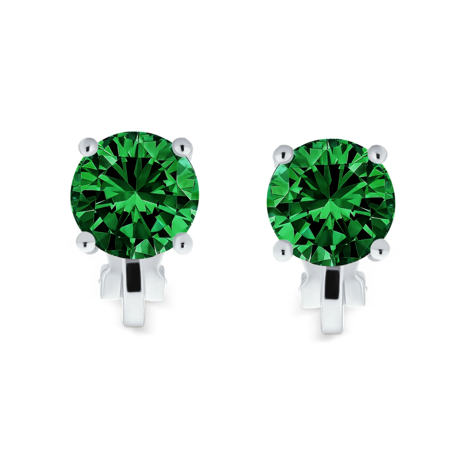 Traditional 2CT Round CZ Solitaire Clip-On Earrings - Gold Silver Non-Pierced 8MM - Image 17