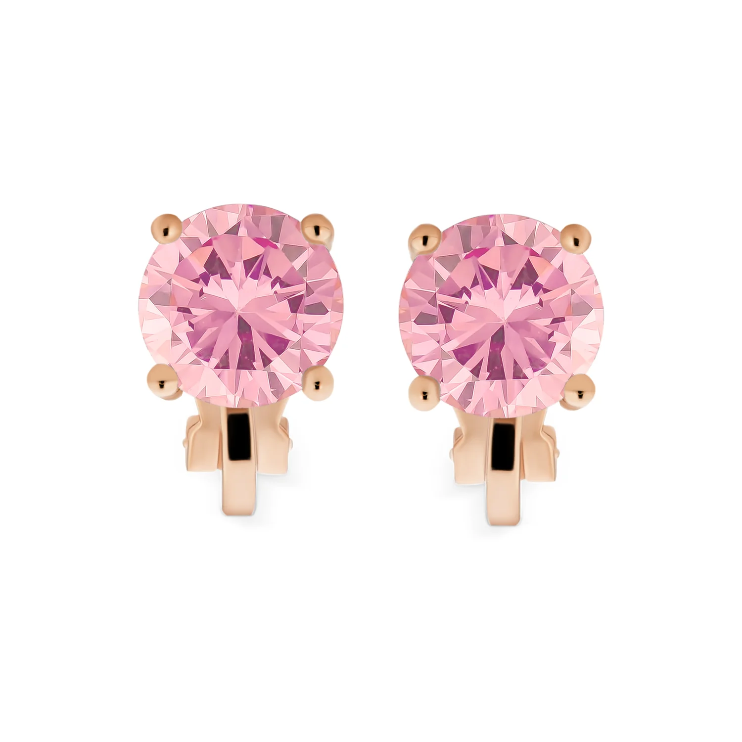 Traditional 2CT Round CZ Solitaire Clip-On Earrings - Gold Silver Non-Pierced 8MM - Image 21