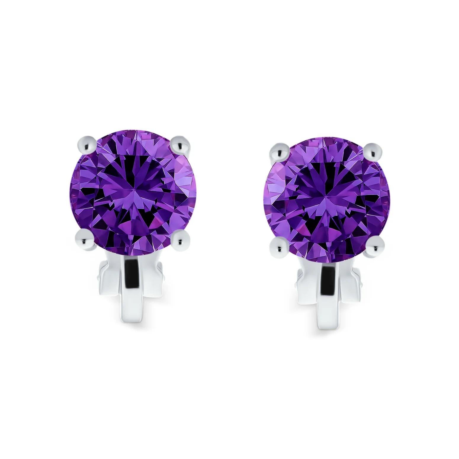 Traditional 2CT Round CZ Solitaire Clip-On Earrings - Gold Silver Non-Pierced 8MM - Image 24