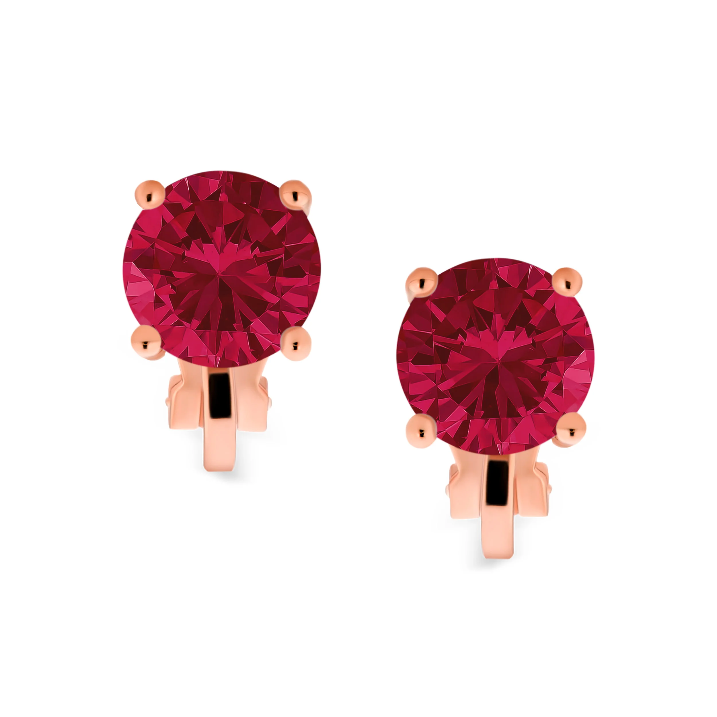 Traditional 2CT Round CZ Solitaire Clip-On Earrings - Gold Silver Non-Pierced 8MM - Image 27