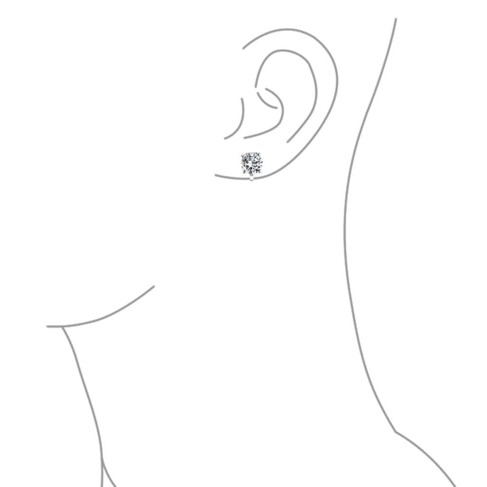 Traditional 2CT Round CZ Solitaire Clip-On Earrings - Gold Silver Non-Pierced 8MM - Image 43