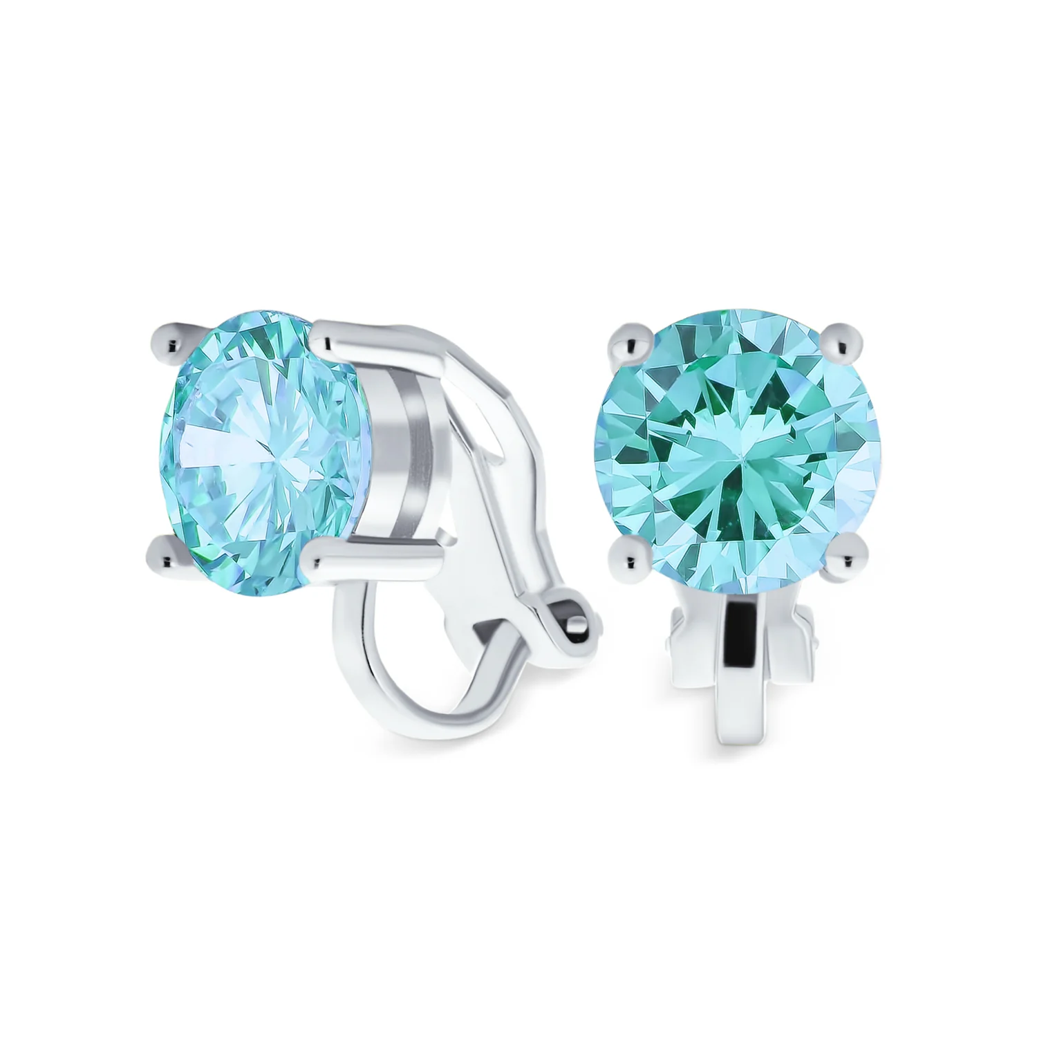 Traditional 2CT Round CZ Solitaire Clip-On Earrings - Gold Silver Non-Pierced 8MM - Image 5